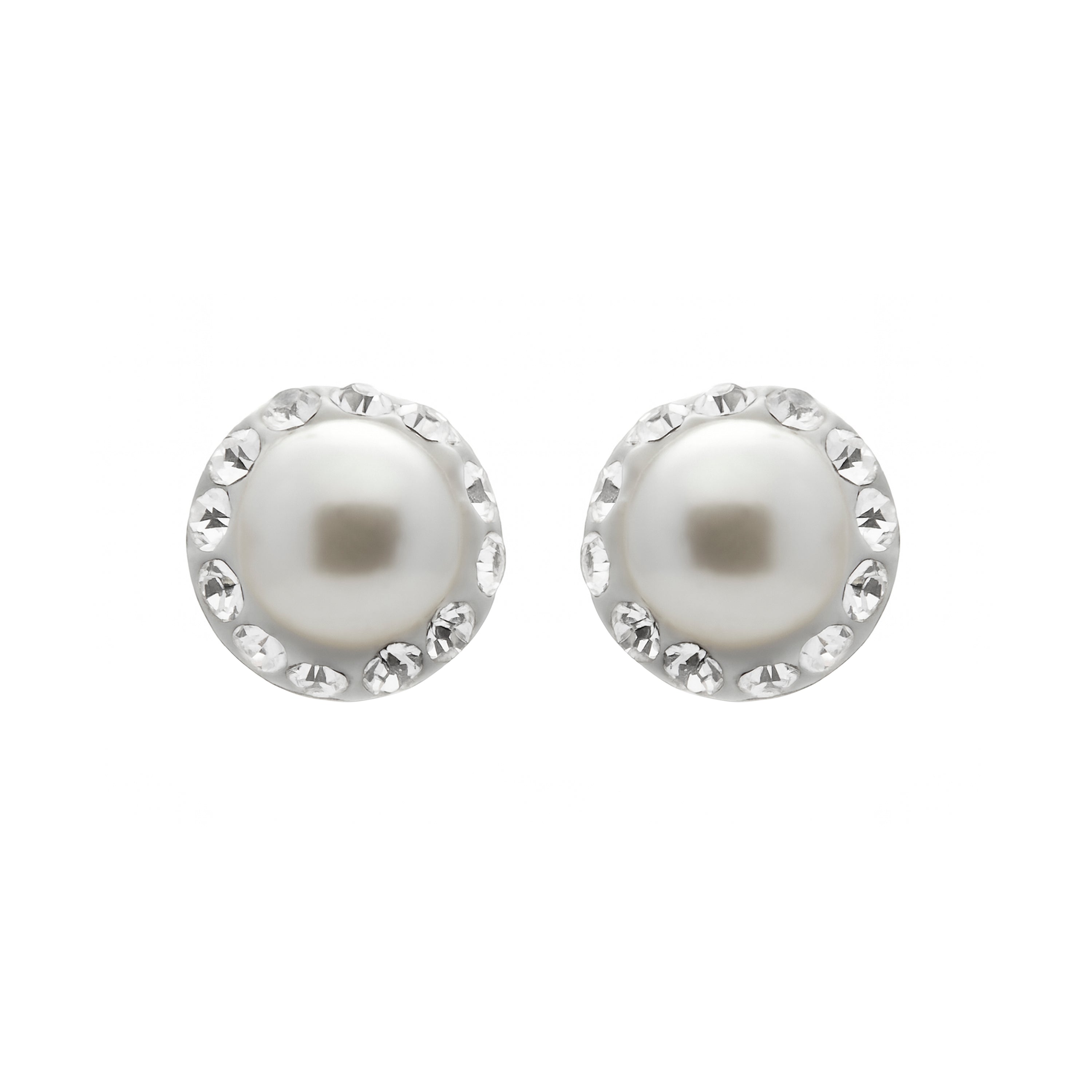 925 Sterling Silver Stud Earrings with Brilliant Zirconia and Rhodium Finish - Kapore
