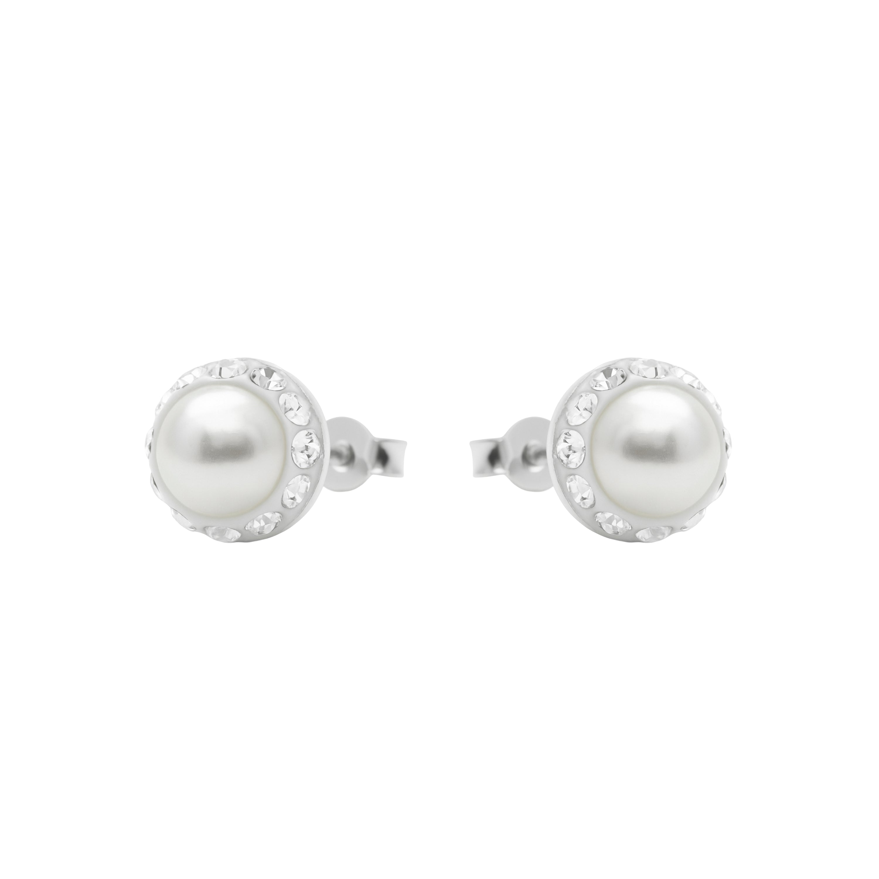 925 Sterling Silver Stud Earrings with Brilliant Zirconia and Rhodium Finish - Kapore