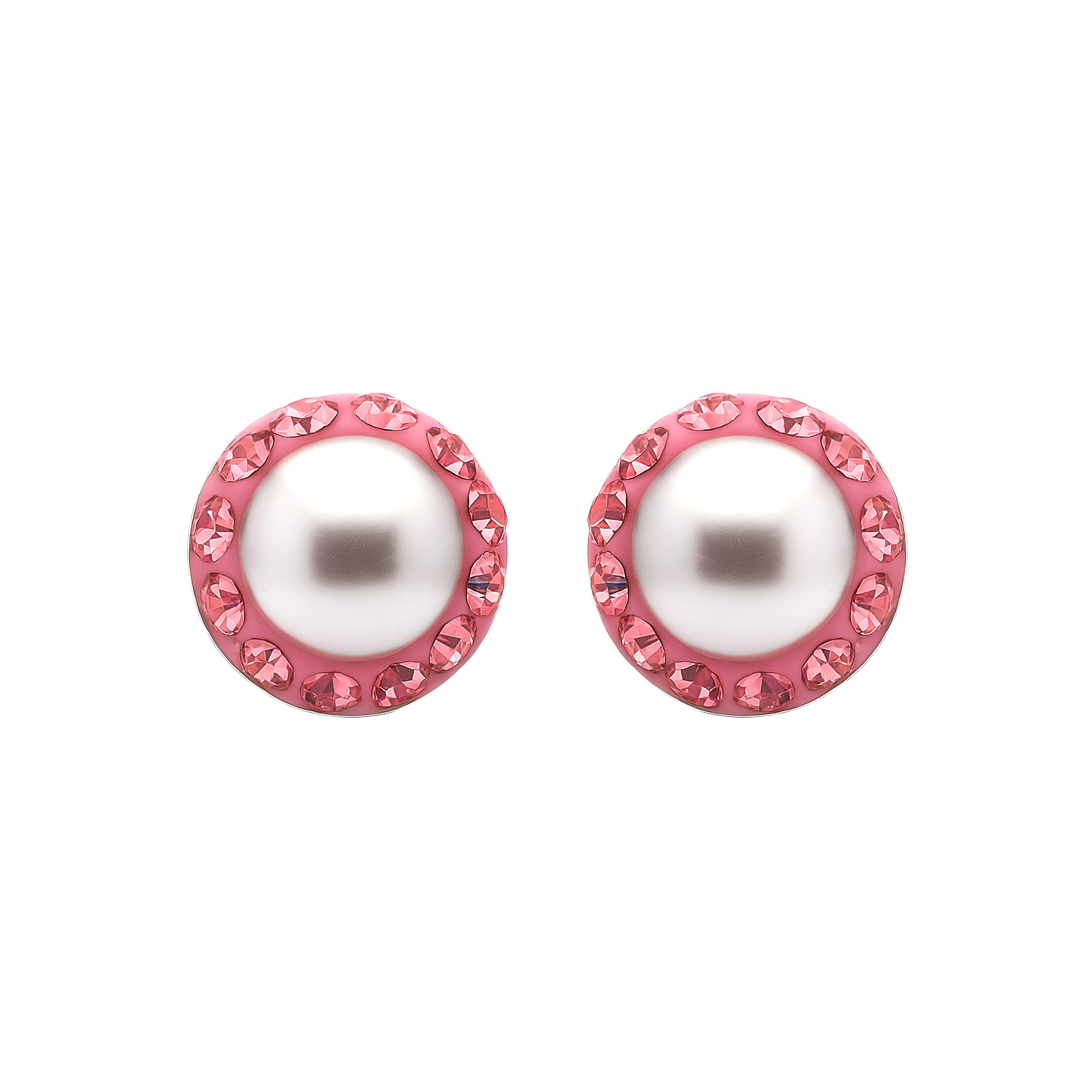 925 Sterling Silver and Pink Zirconia Earrings with Rhodium Finish - Kapore