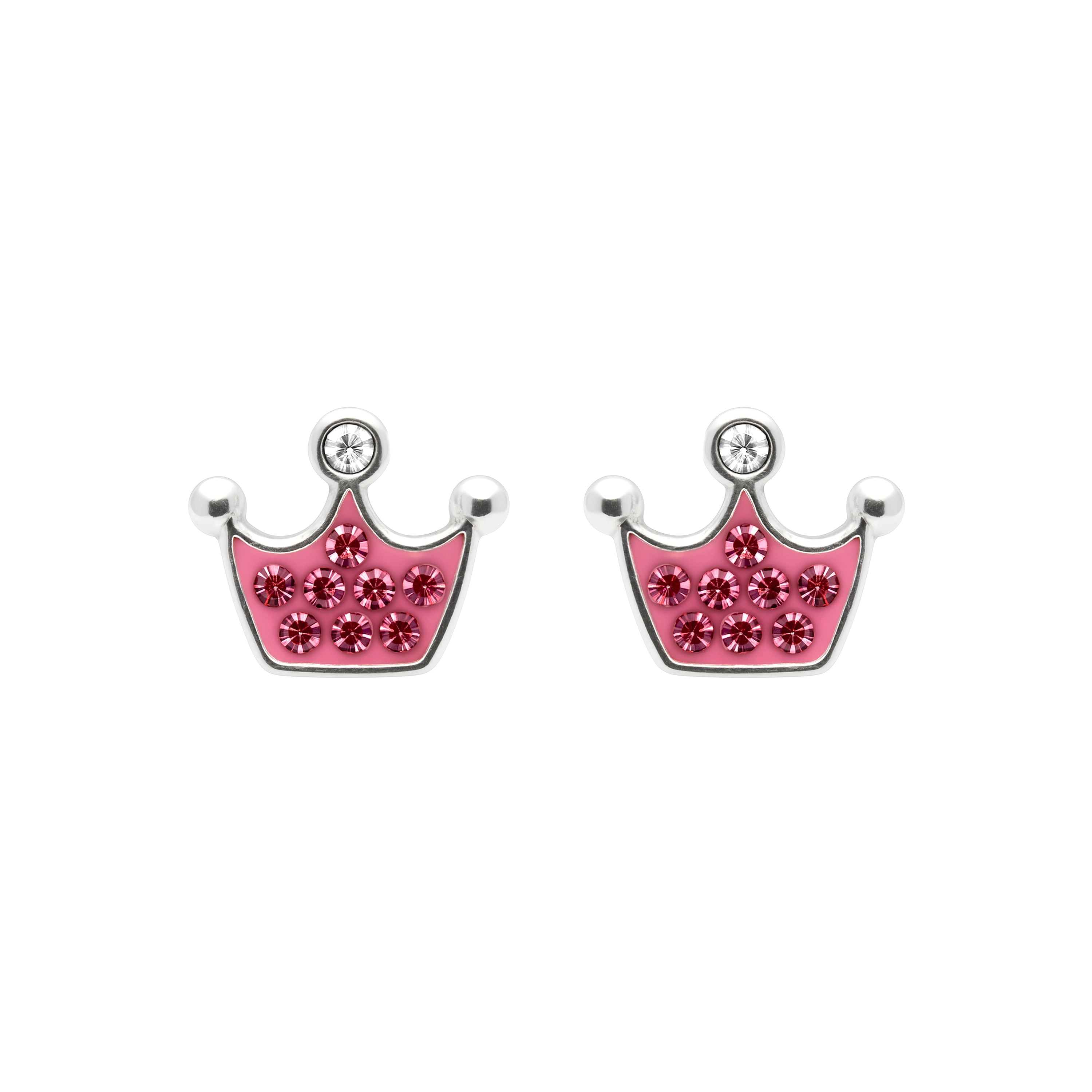 925 Sterling Silver and Pink Zirconia Rhodium-Plated Earrings - Thilko