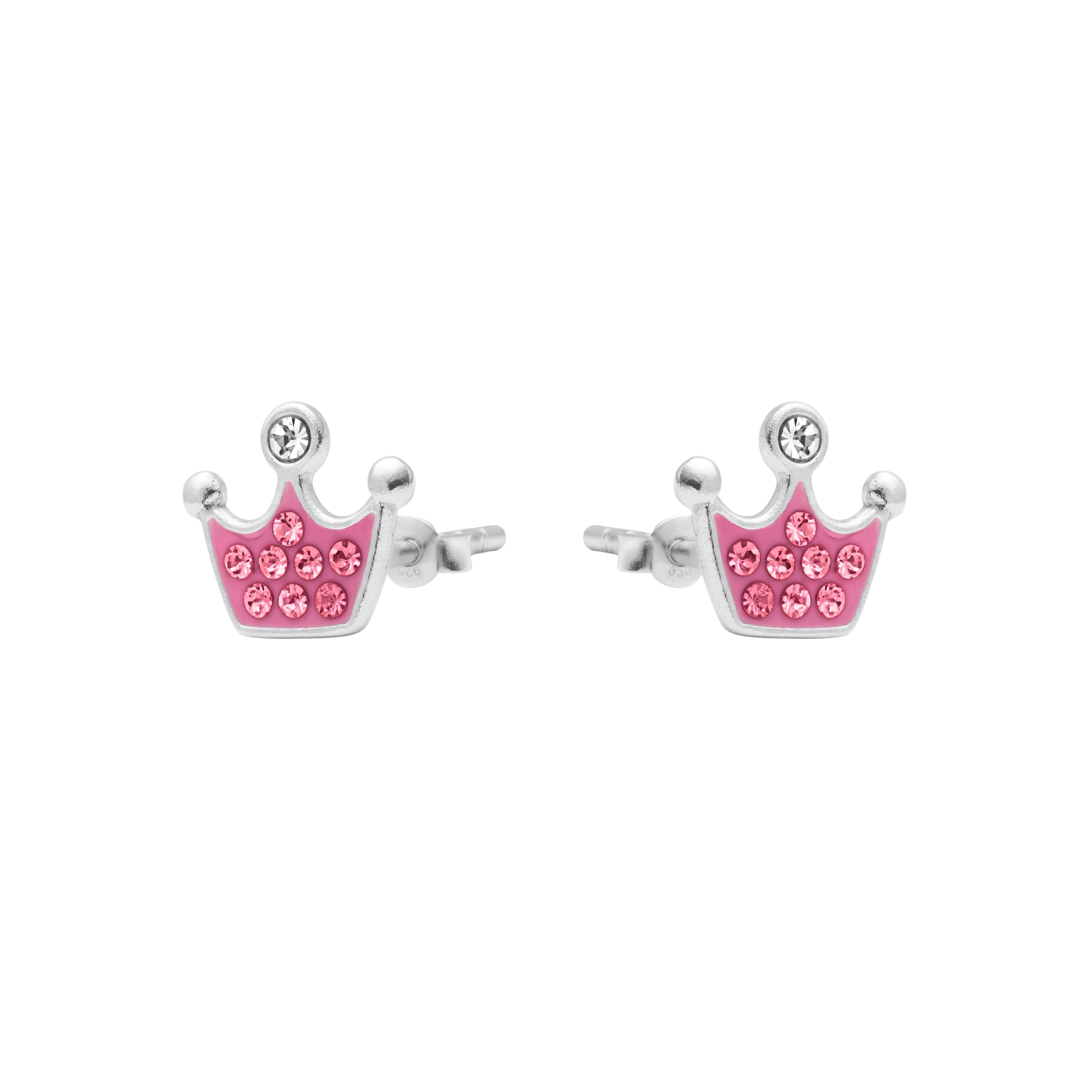 925 Sterling Silver and Pink Zirconia Rhodium-Plated Earrings - Thilko