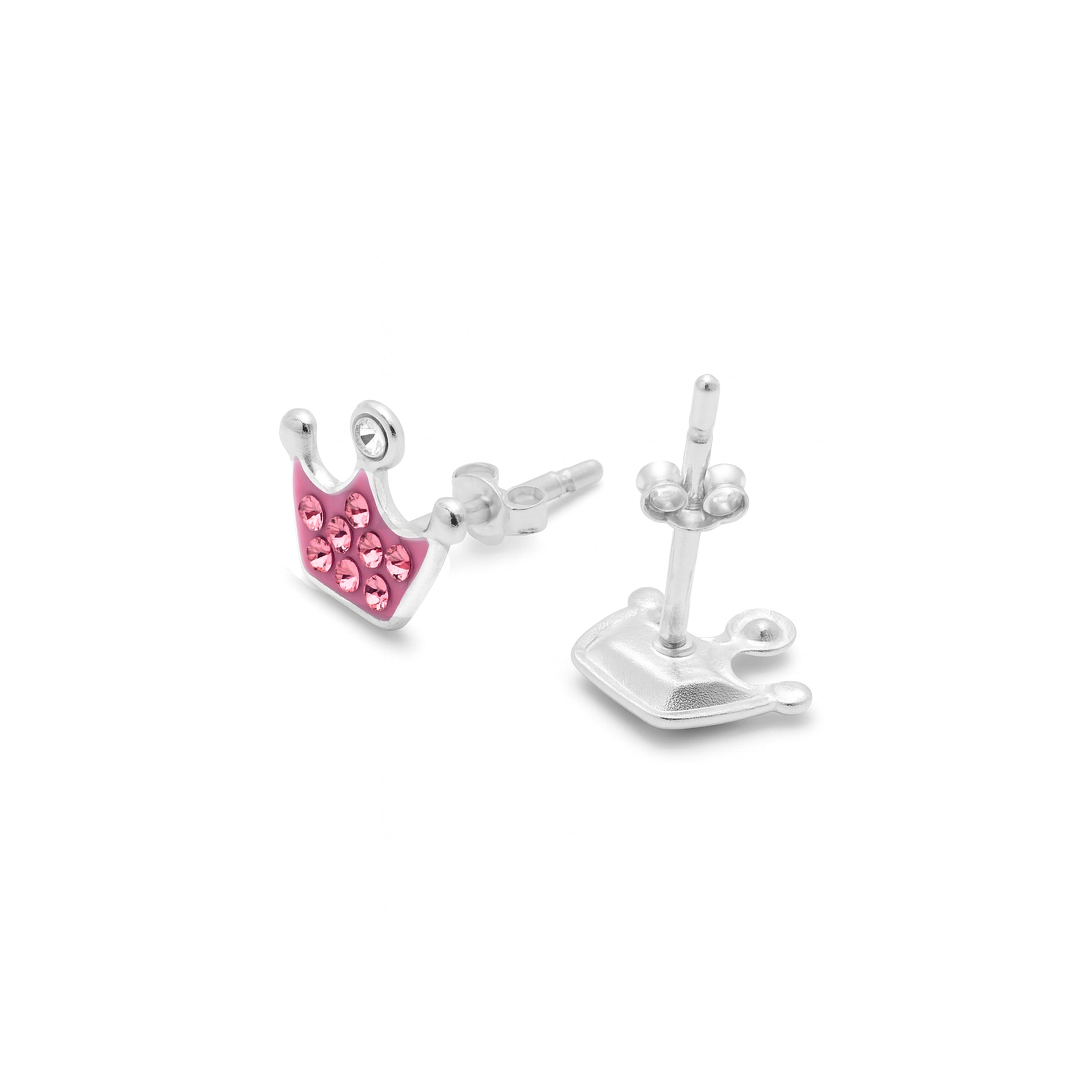925 Sterling Silver and Pink Zirconia Rhodium-Plated Earrings - Thilko