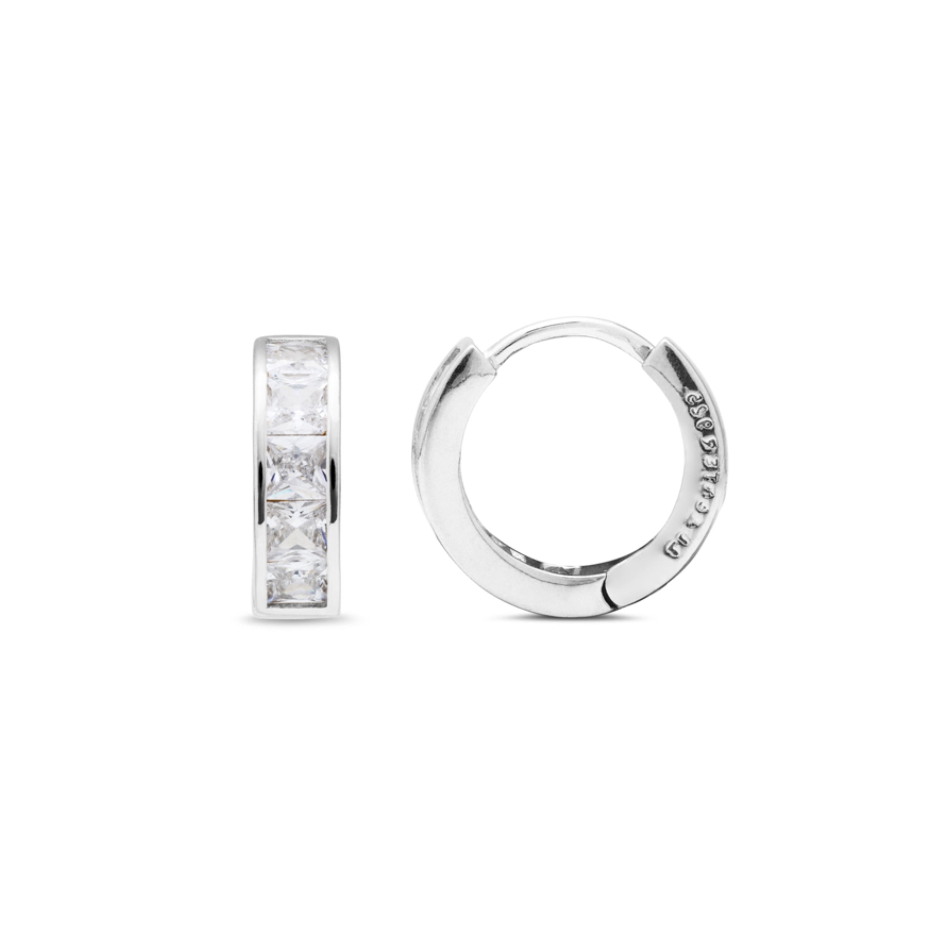 925 Sterling Silver Earrings with Rhodium-Plated Brilliant Zirconia - Essential
