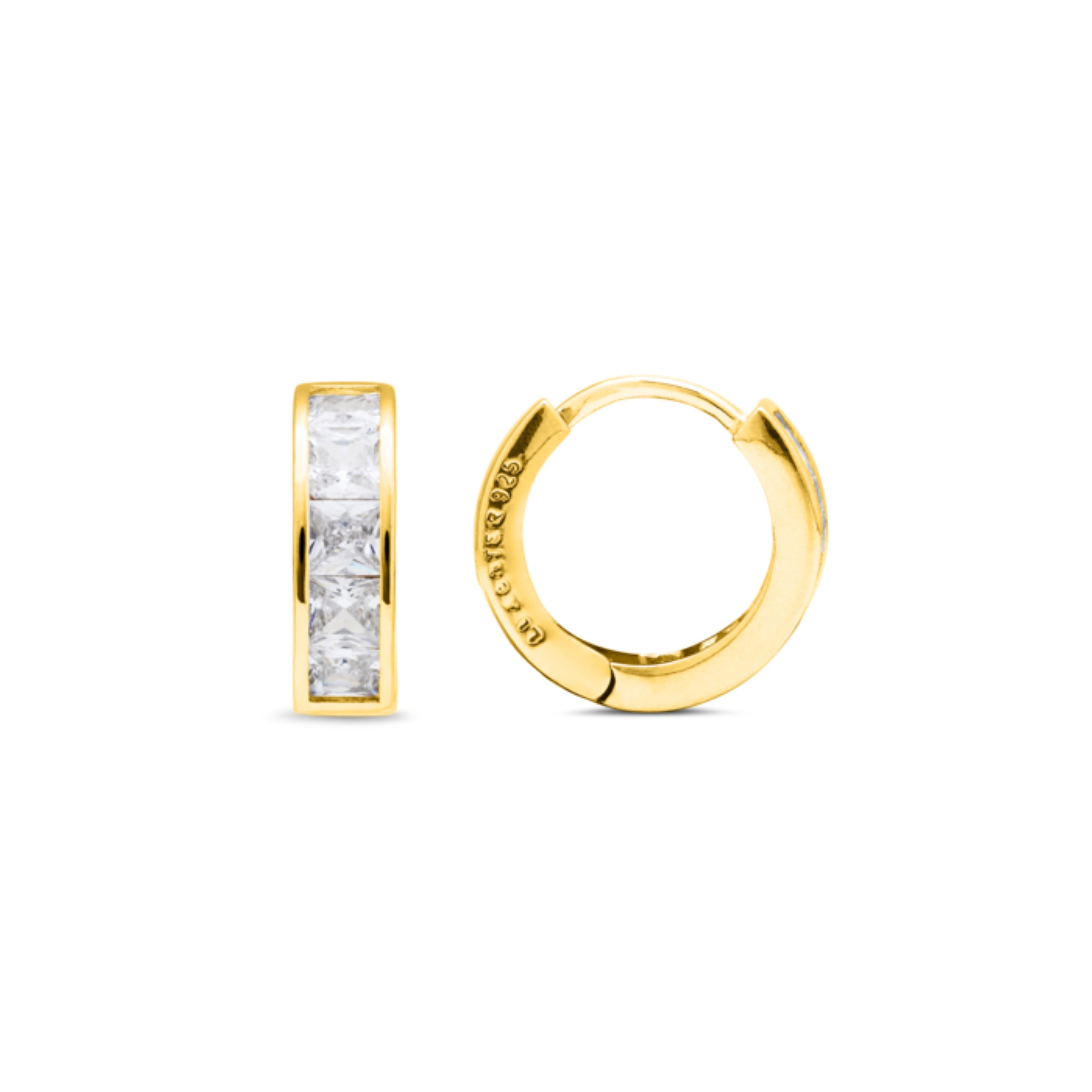 925 Sterling Silver Earrings with Brilliant Zirconia Finished in 18K Yellow Gold - Essential