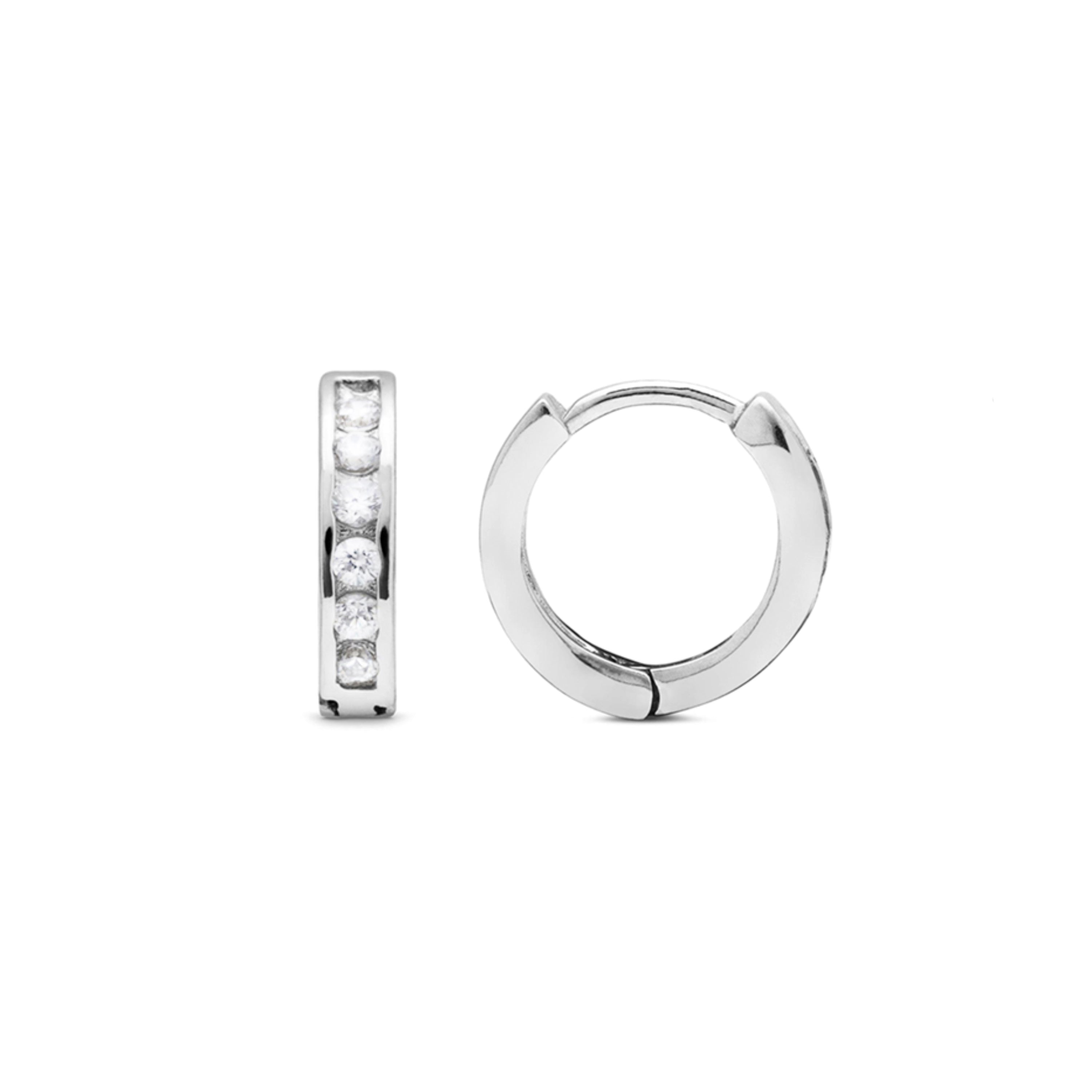 925 Sterling Silver Earrings with Rhodium-Plated Brilliant Zirconia - Essential