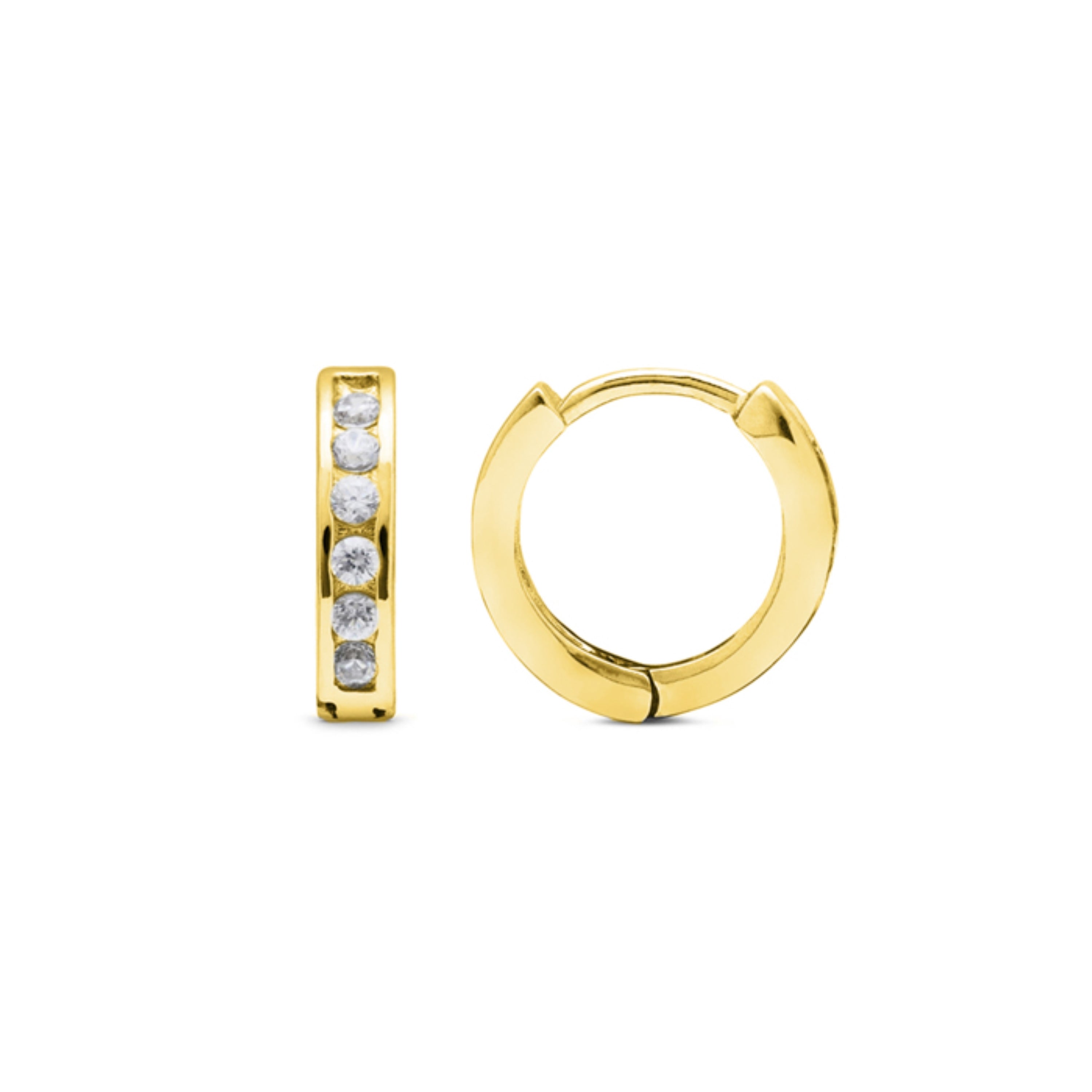 925 Sterling Silver Earrings with Brilliant Zirconia Finished in 18K Yellow Gold - Essential