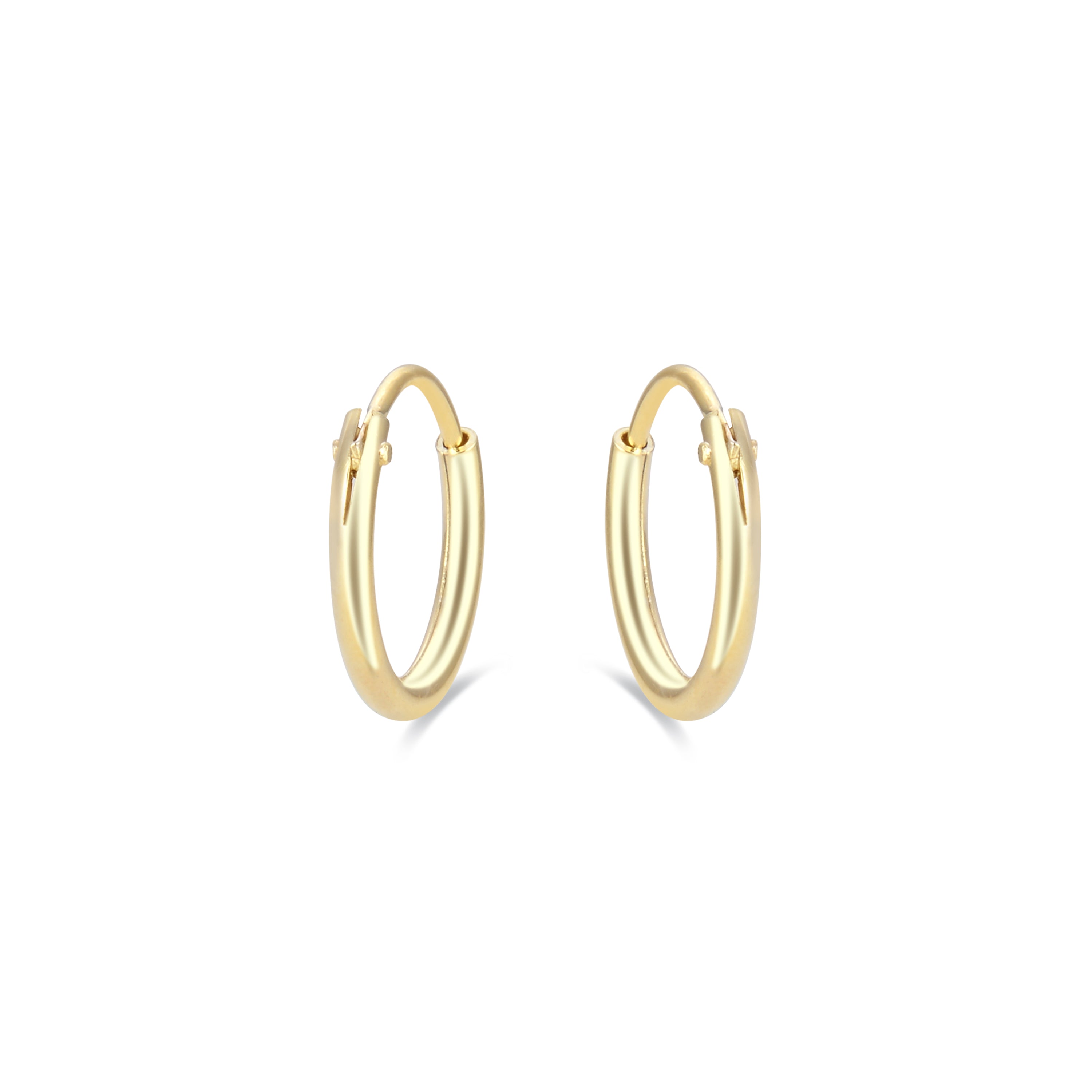 925 Sterling Silver 10mm Stud Earrings with 18K Yellow Gold Plating - Essential