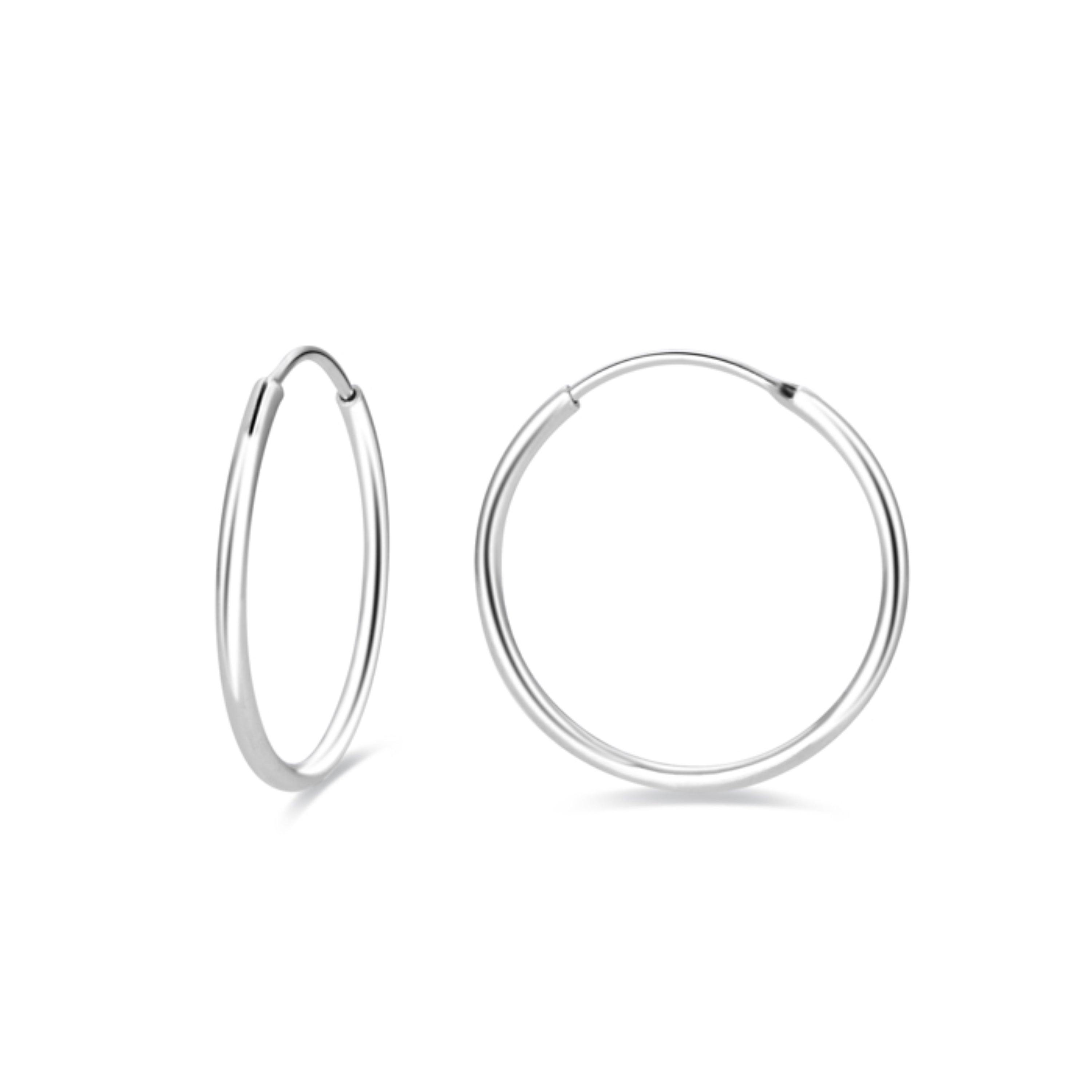Pendientes de 20mm de Plata de Ley 925 acabados en rodio - Essential
