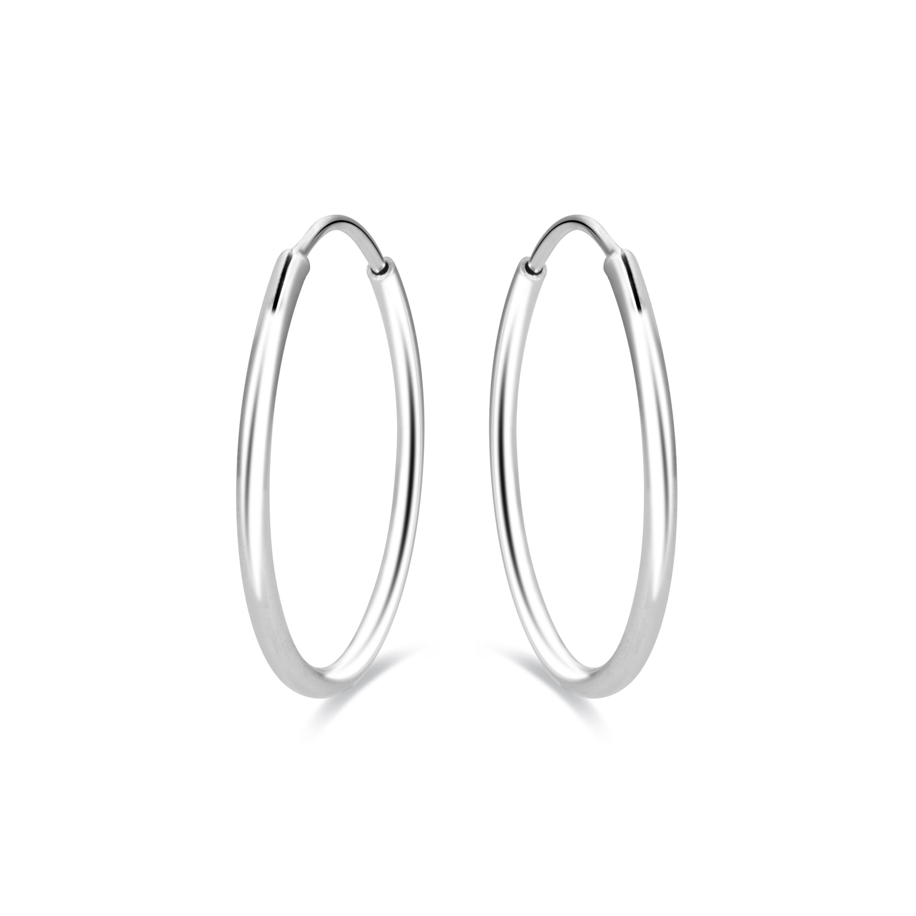 Pendientes de 20mm de Plata de Ley 925 acabados en rodio - Essential