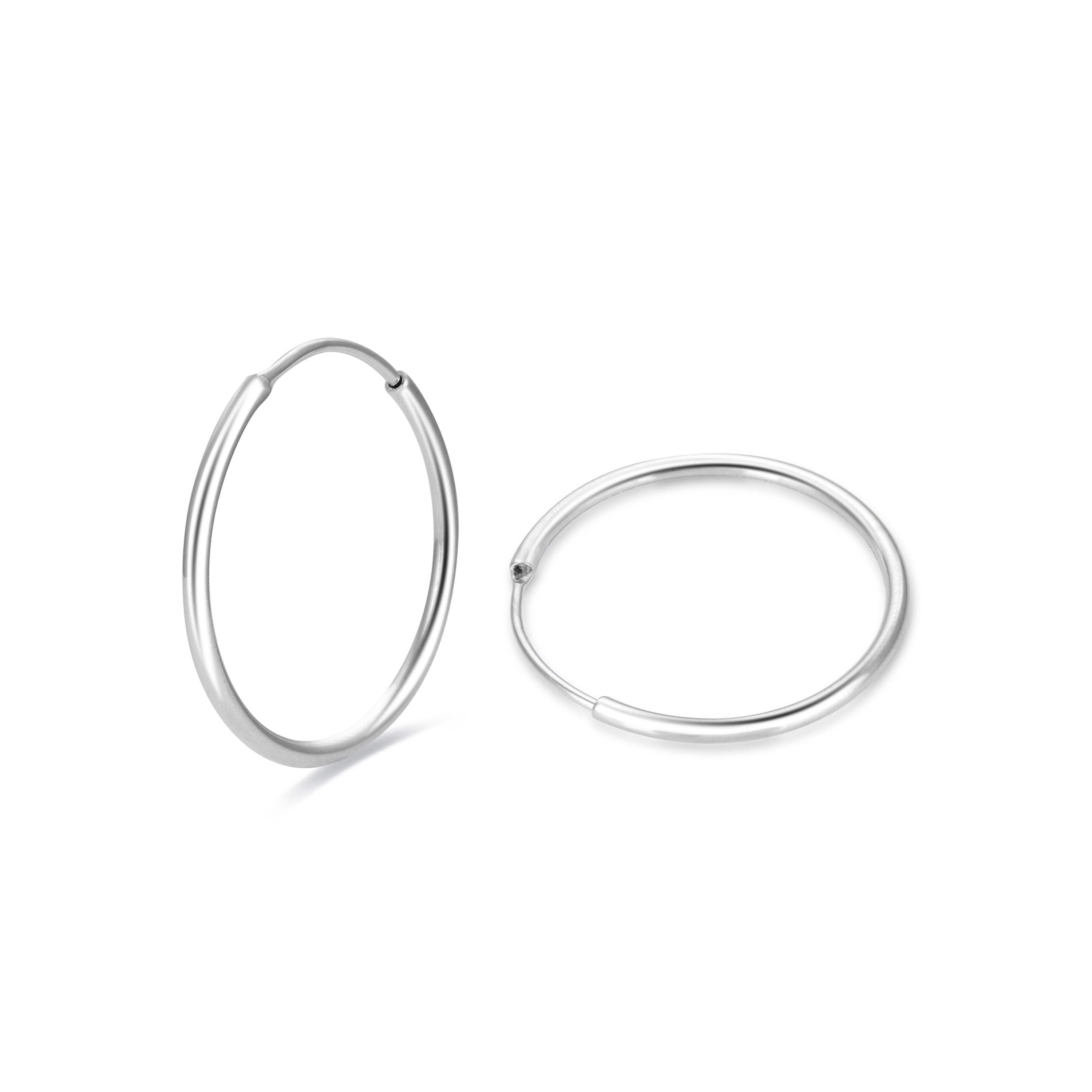 Pendientes de 20mm de Plata de Ley 925 acabados en rodio - Essential