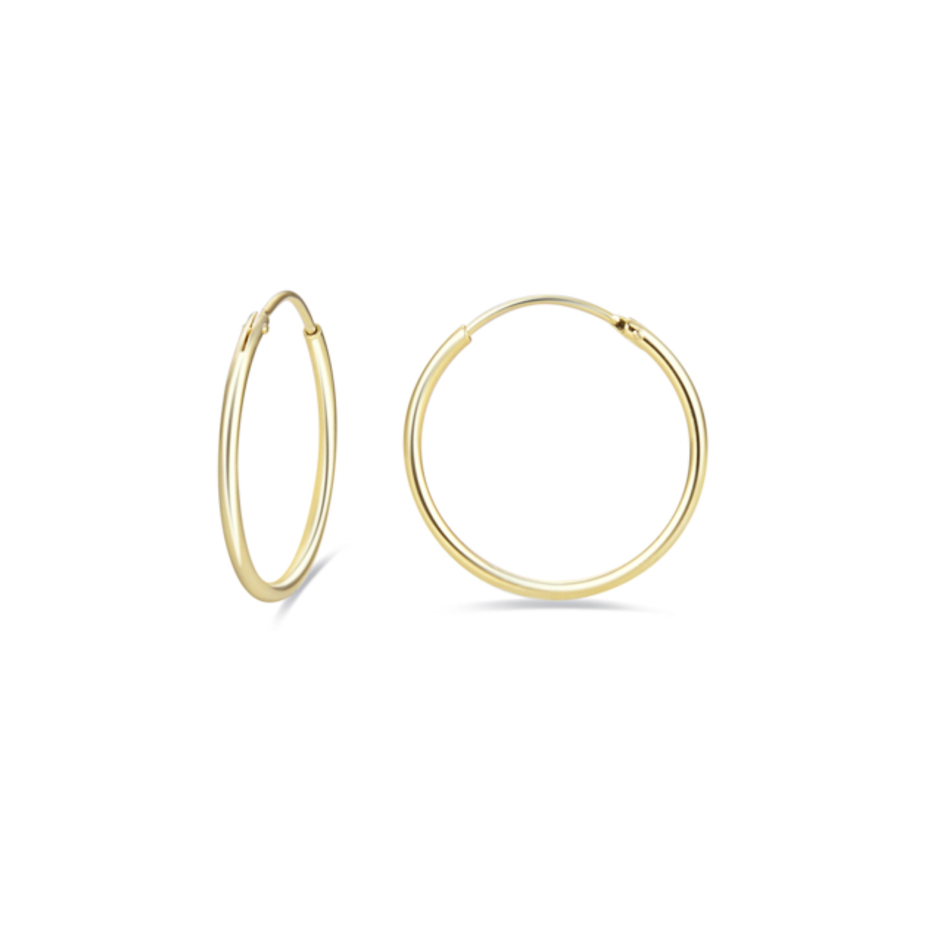 925 Sterling Silver 20mm Earrings with 18K Yellow Gold Finish - Essential