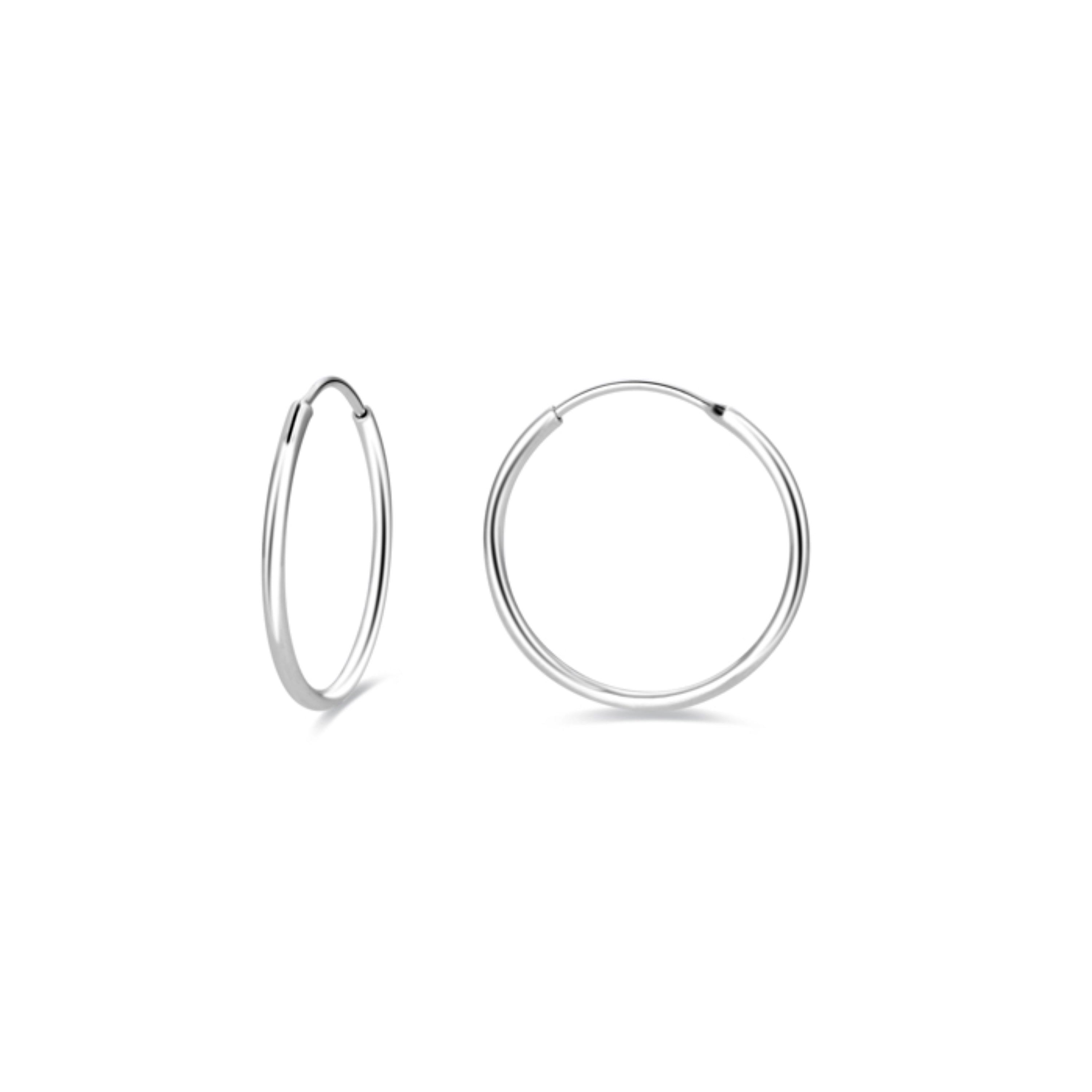 925 Sterling Silver 30mm diameter rhodium-plated earrings - Essential
