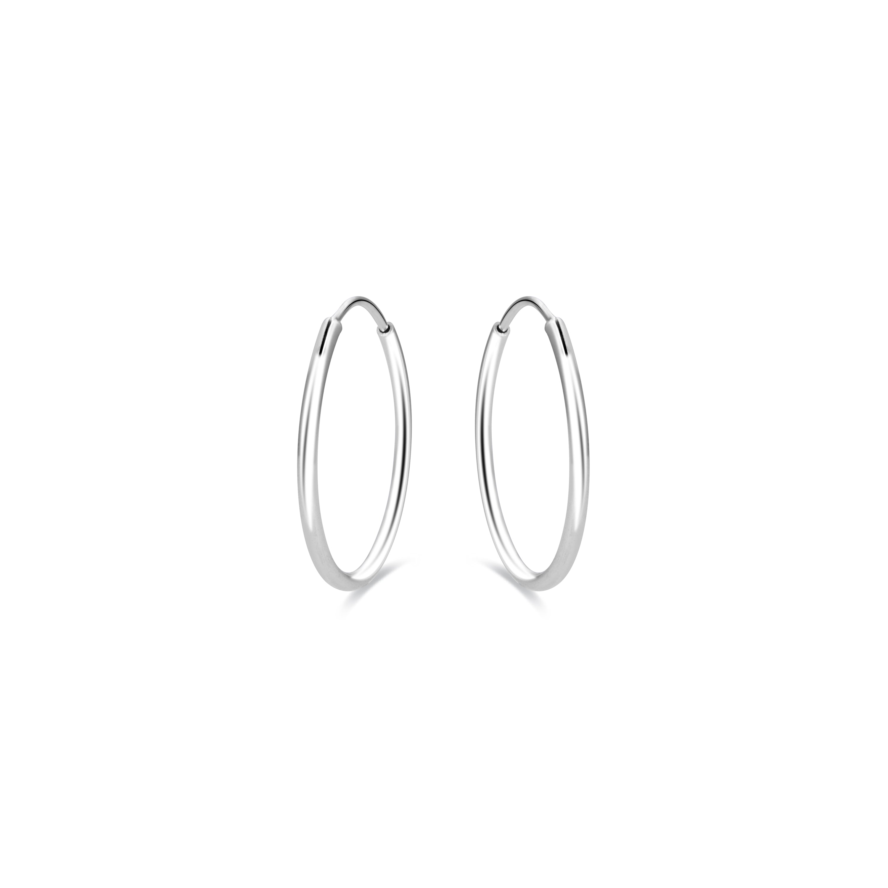 925 Sterling Silver 30mm diameter rhodium-plated earrings - Essential
