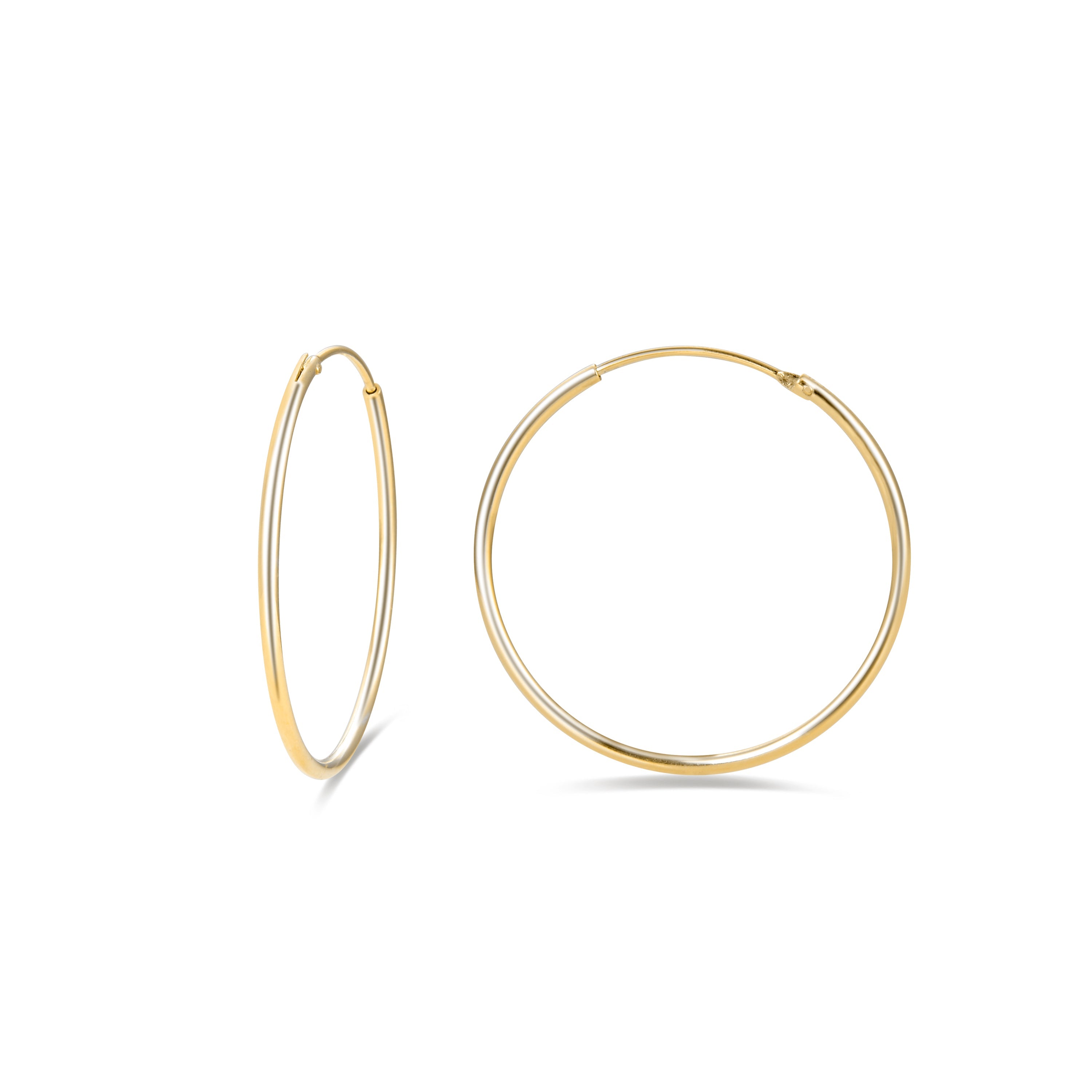 925 Sterling Silver 30mm 18K Yellow Gold Plated Hoop Earrings - Essential