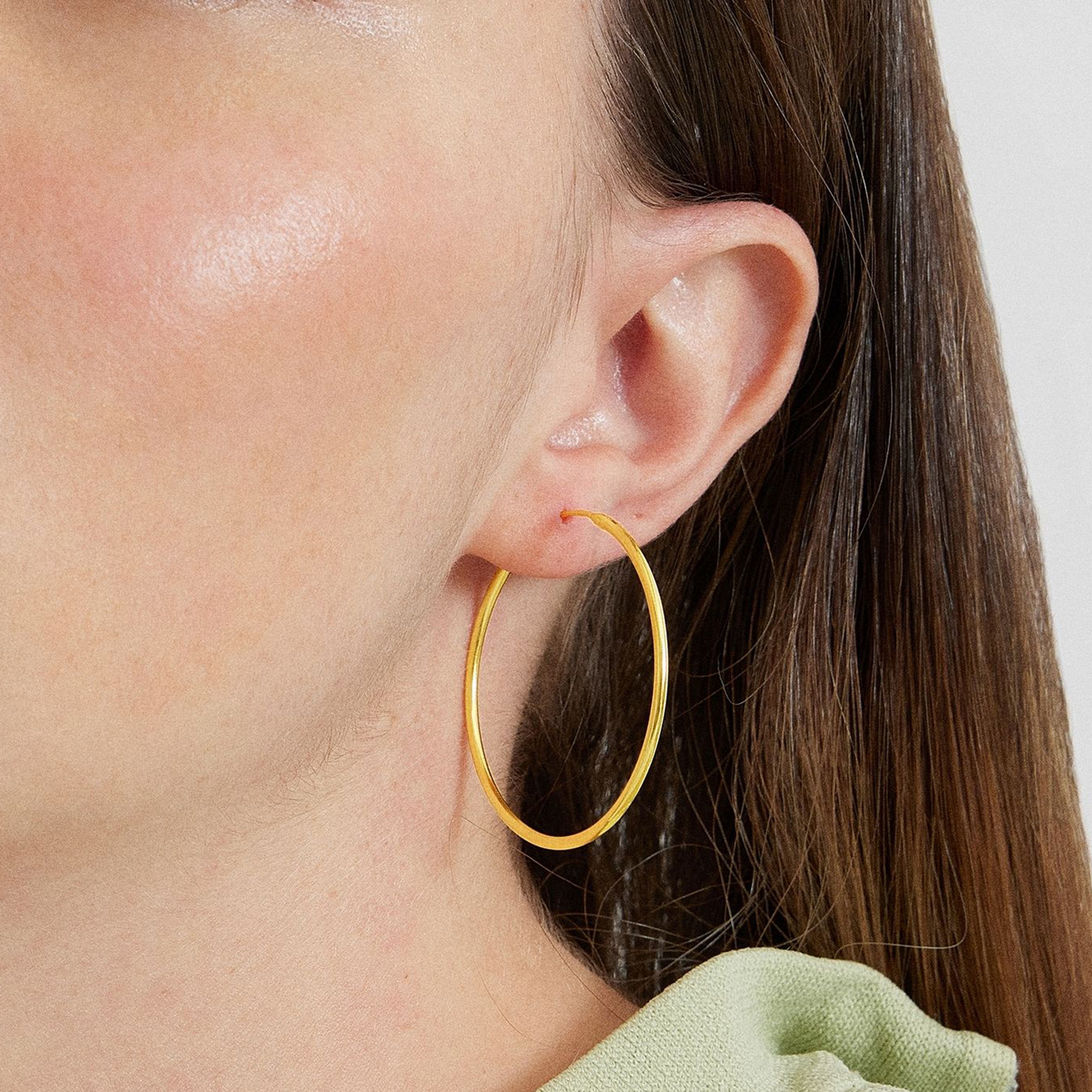 925 Sterling Silver 30mm 18K Yellow Gold Plated Hoop Earrings - Essential