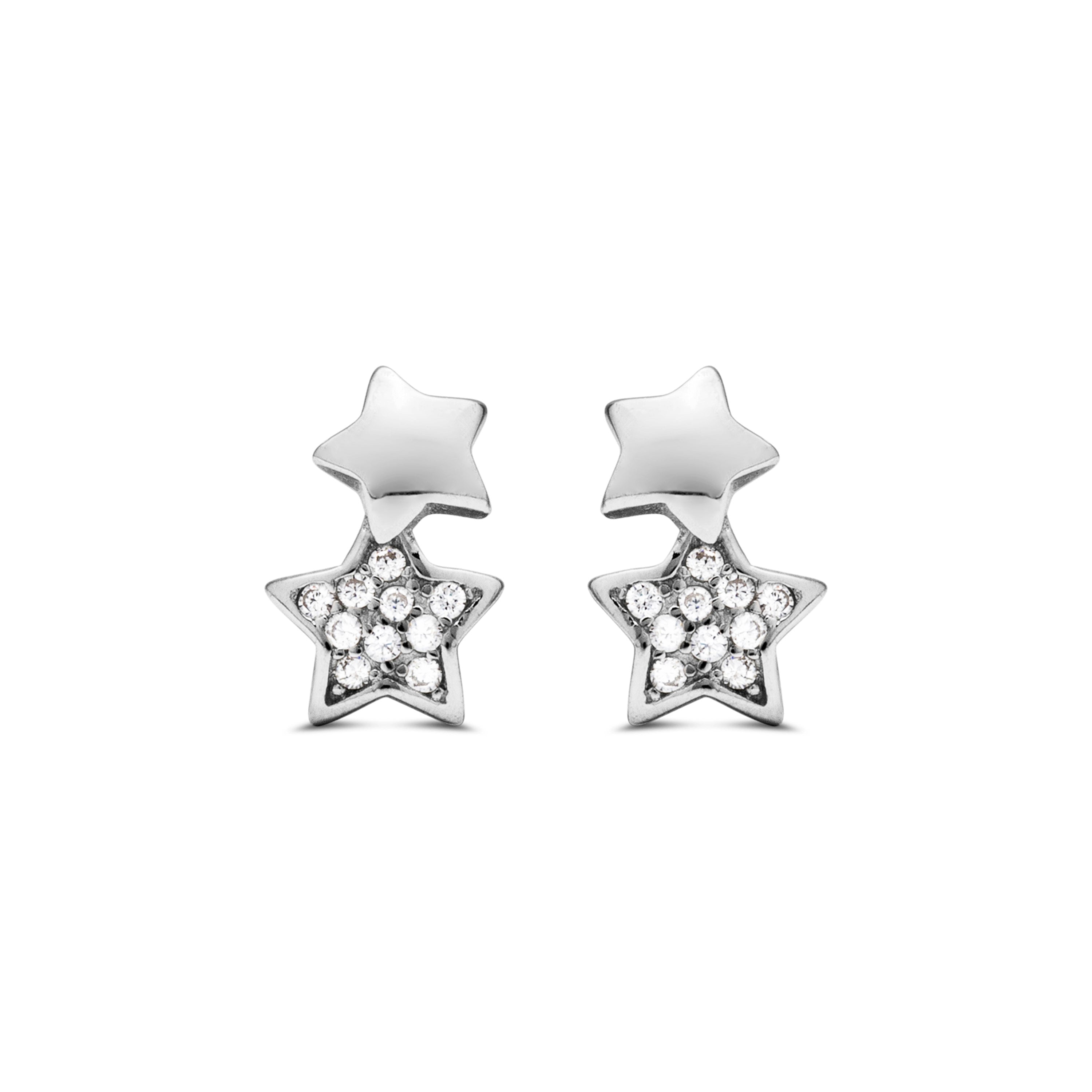 925 Sterling Silver Earrings with Brilliant Zirconia, Rhodium Finish - Lili