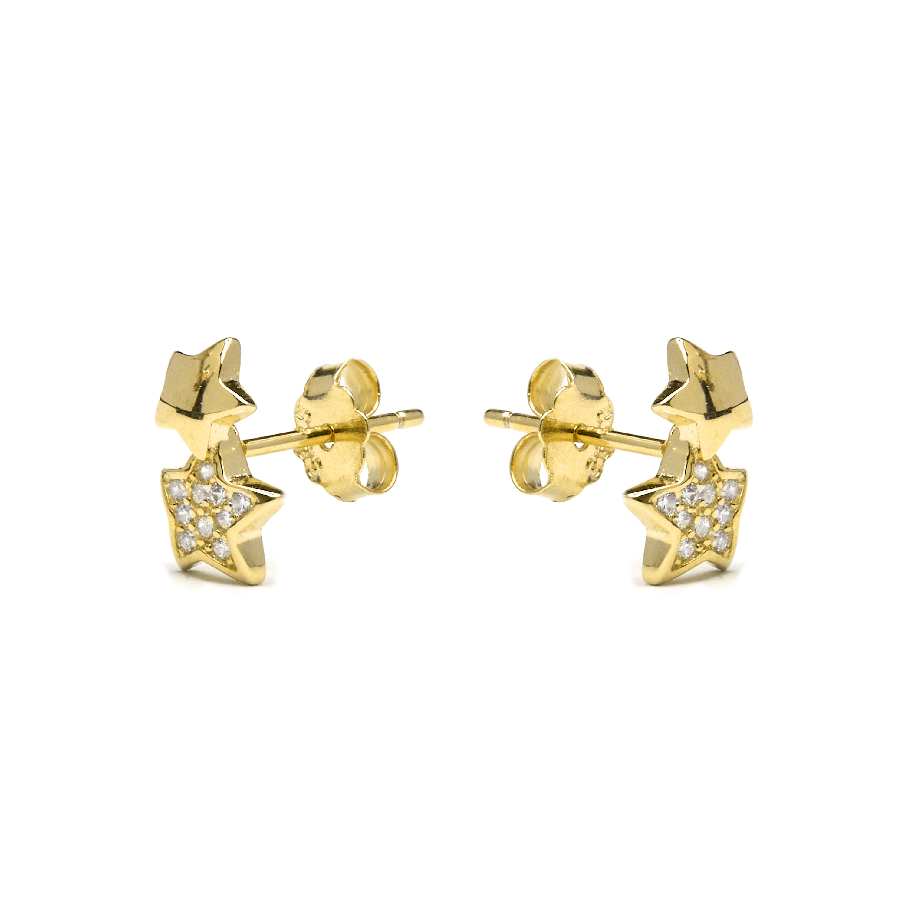 Pendientes De Plata De Ley 925 con Circonita Brillante acabado oro 18k - Lili