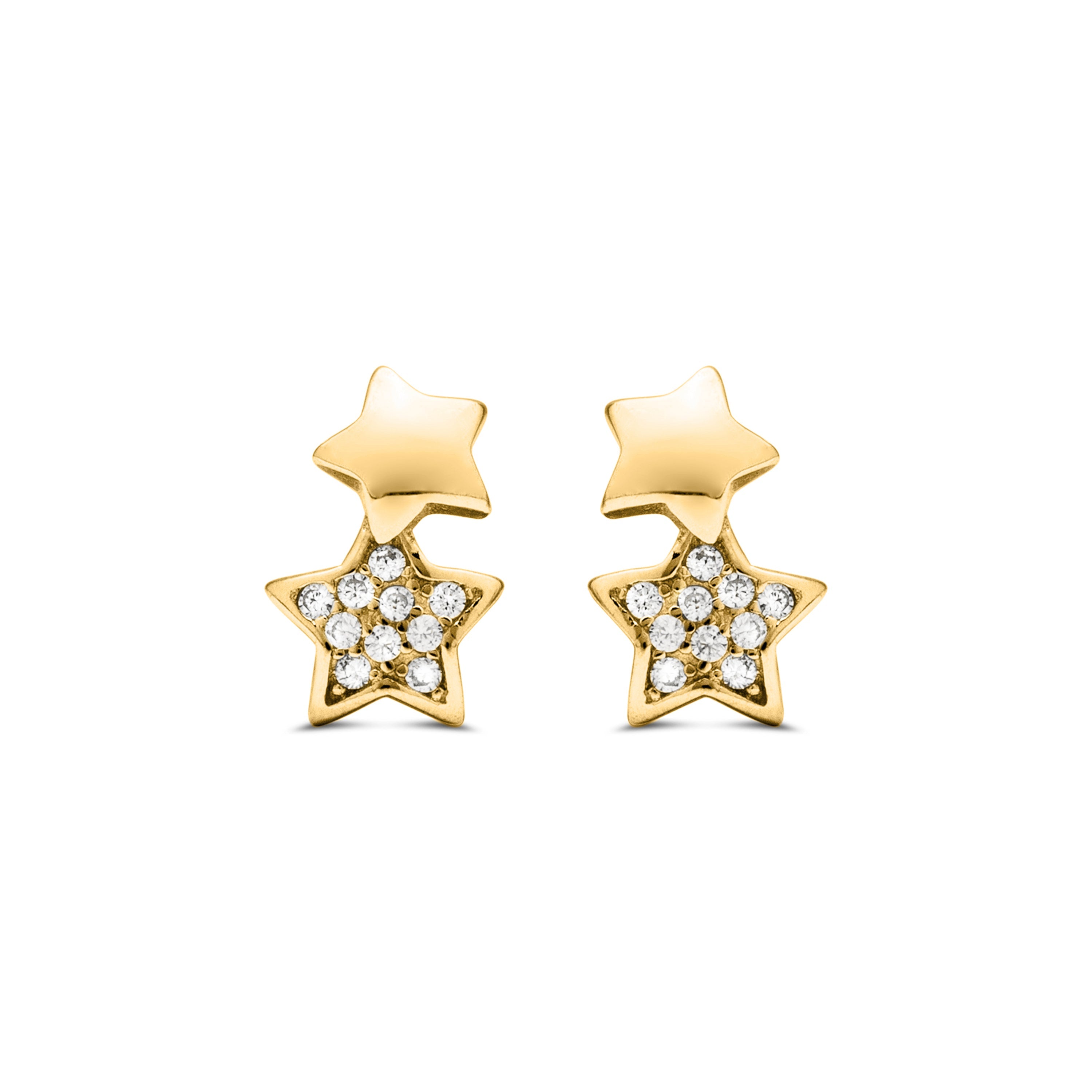 925 Sterling Silver Earrings with Brilliant Zirconia Finished in 18K Yellow Gold - Lili