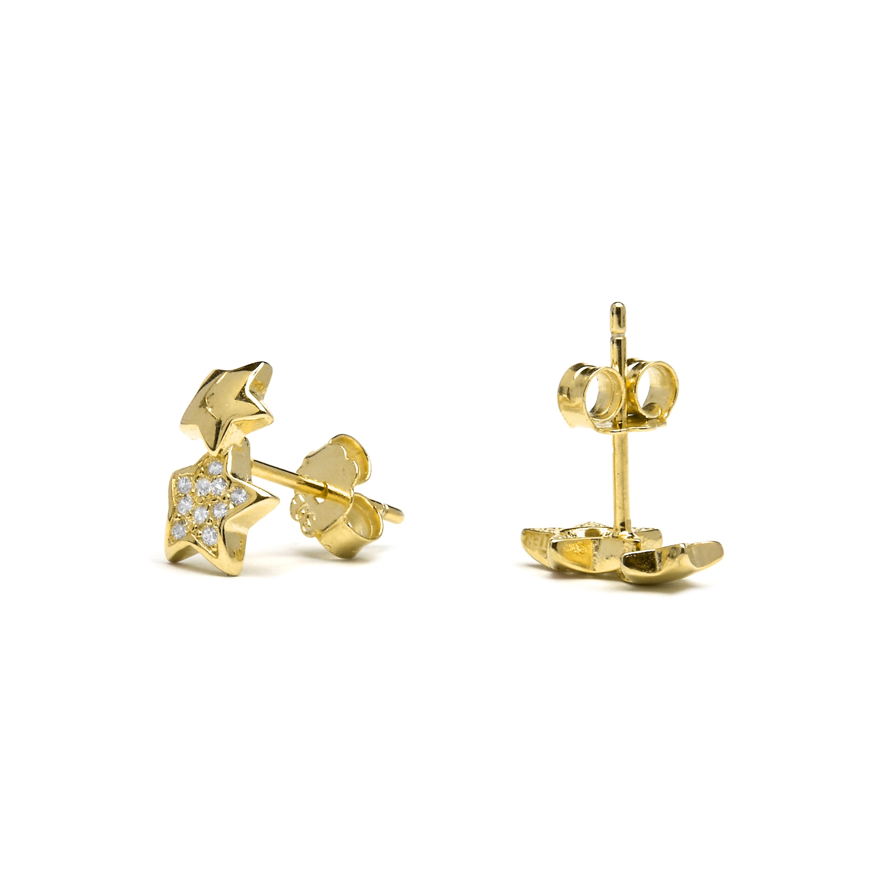 925 Sterling Silver Earrings with Brilliant Zirconia Finished in 18K Yellow Gold - Lili