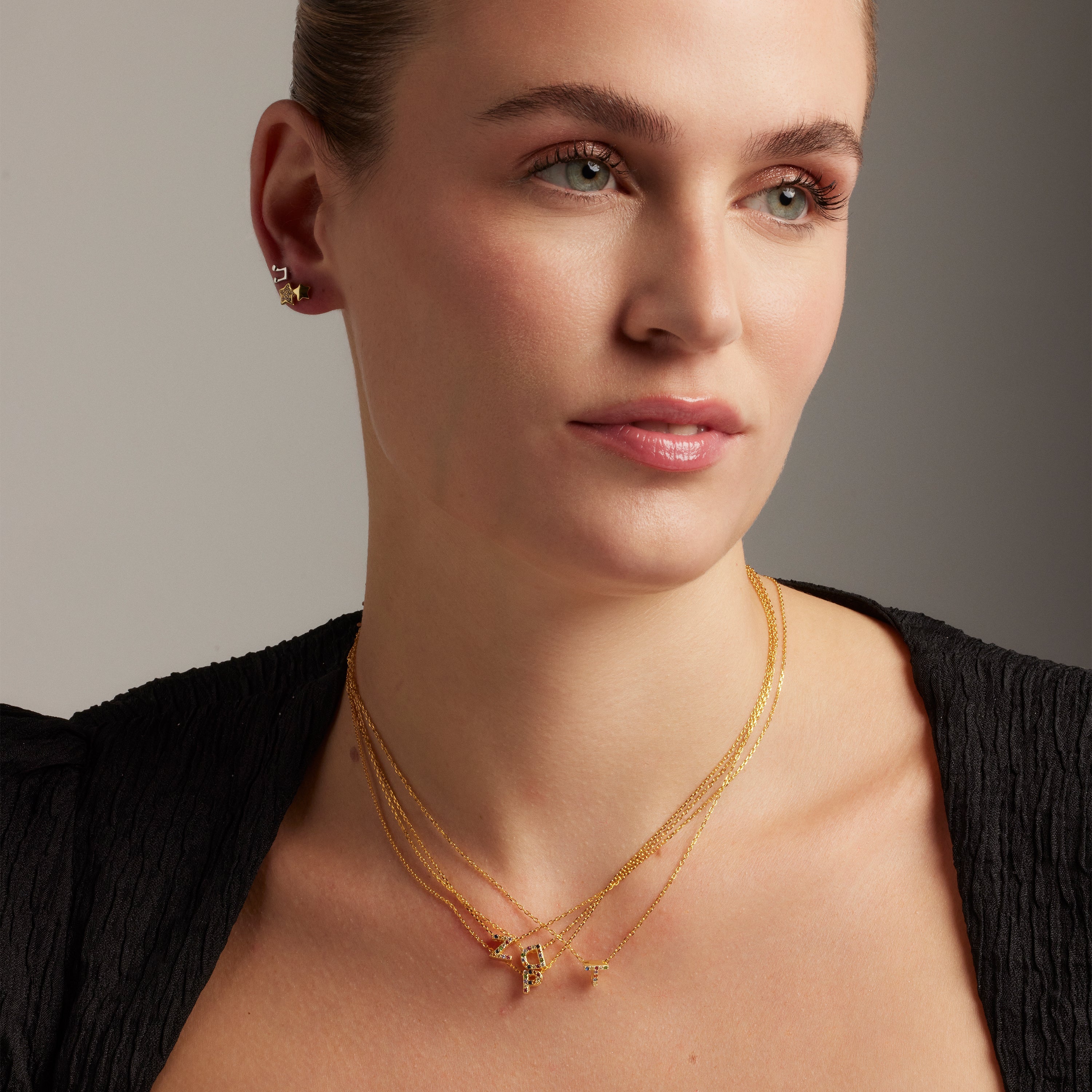 925 Sterling Silver Earrings with Brilliant Zirconia Finished in 18K Yellow Gold - Lili