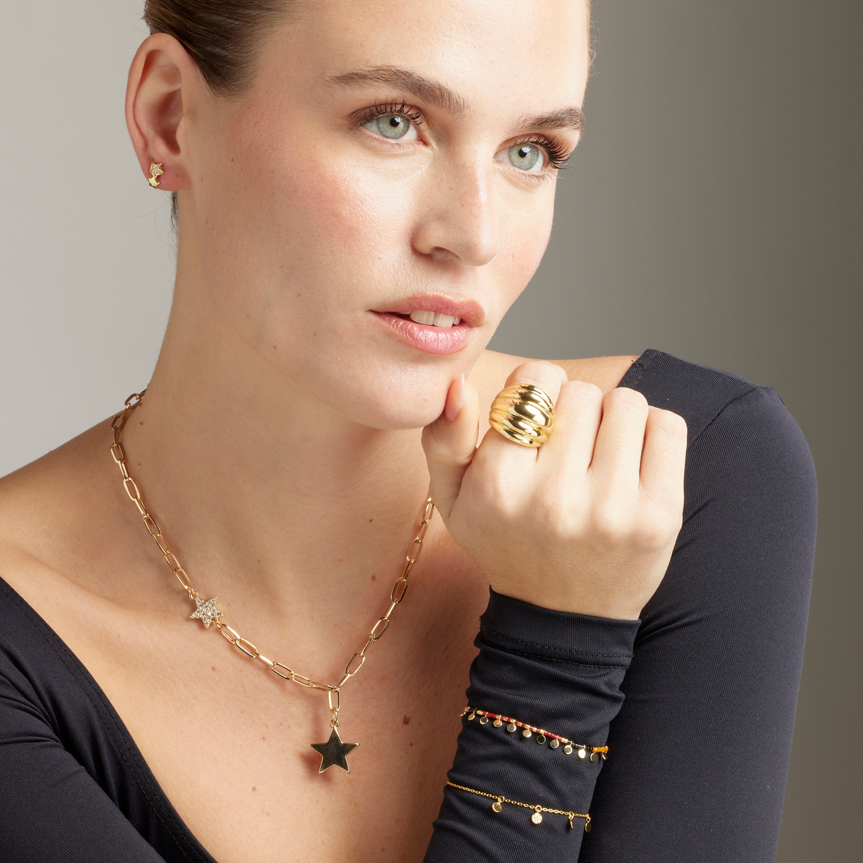 925 Sterling Silver Earrings with Brilliant Zirconia Finished in 18K Yellow Gold - Lili