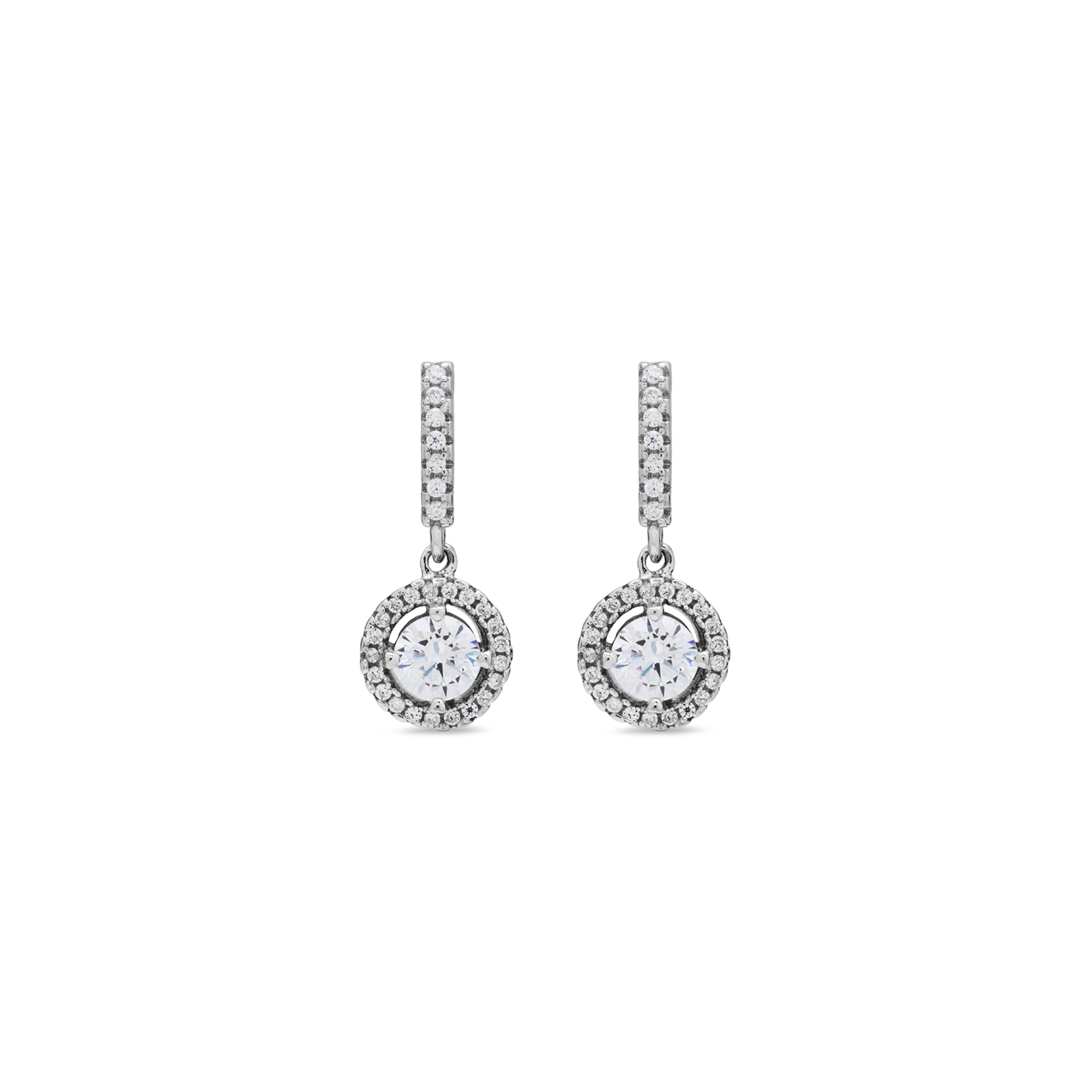 925 Sterling Silver Earrings with Rhodium-Plated Brilliant Zirconia - Gusu