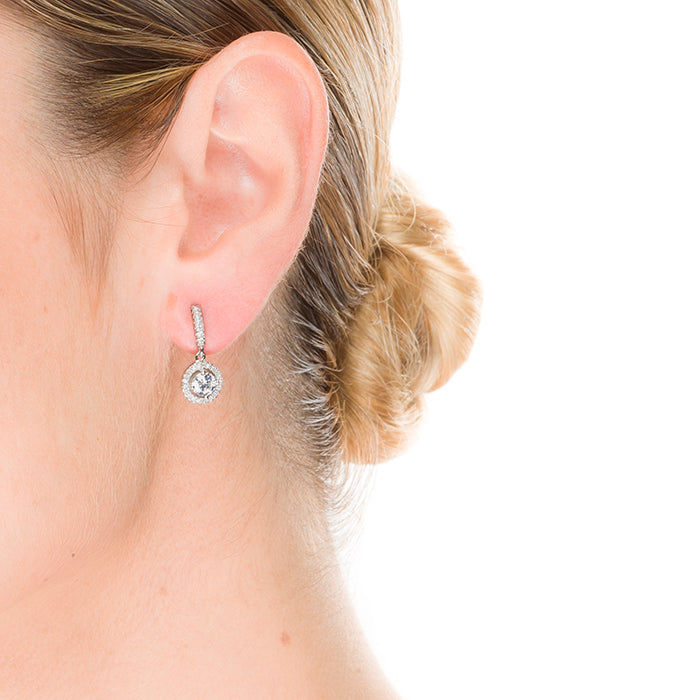 925 Sterling Silver Earrings with Rhodium-Plated Brilliant Zirconia - Gusu