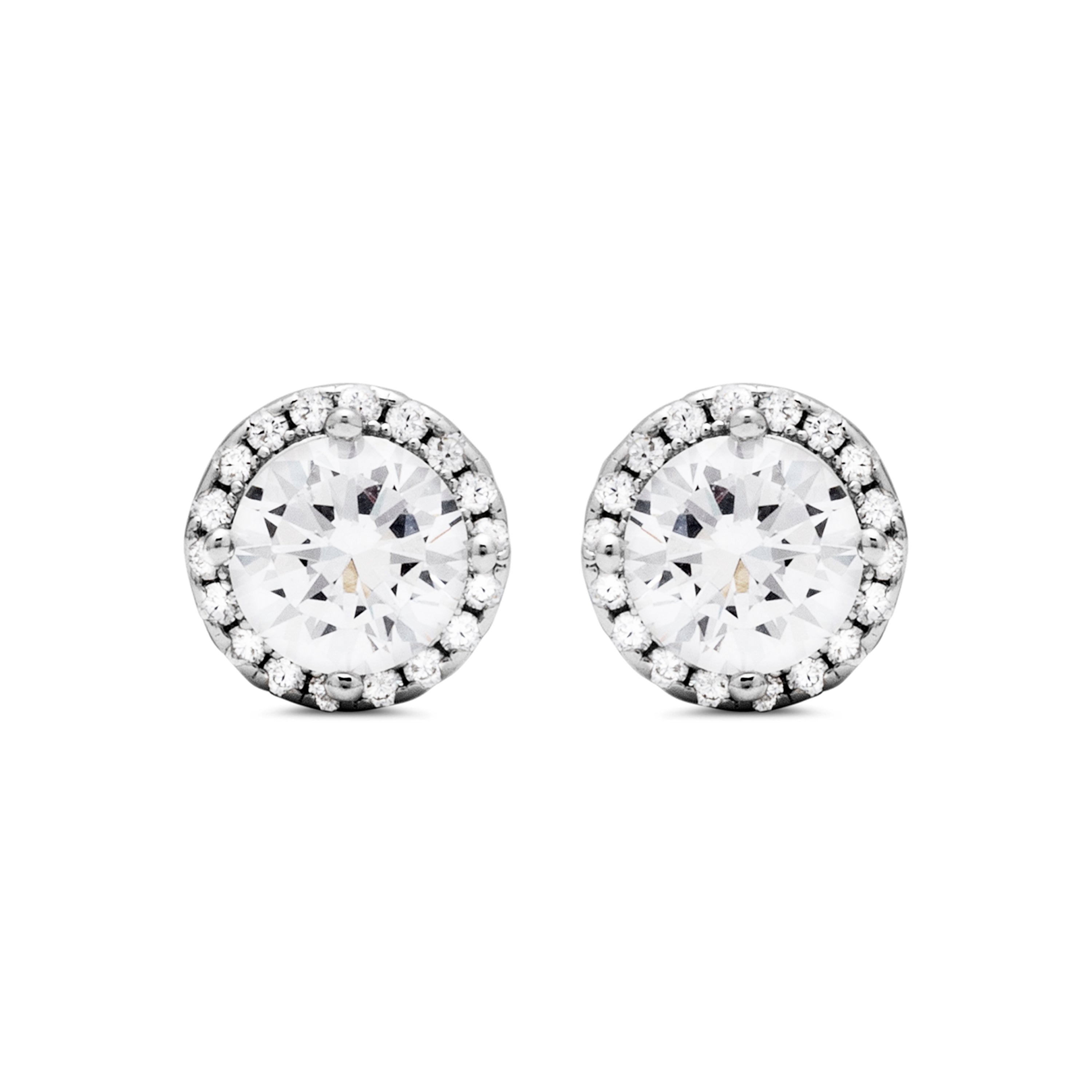 925 Sterling Silver Earrings with Rhodium-Plated Brilliant Zirconia - Amsai