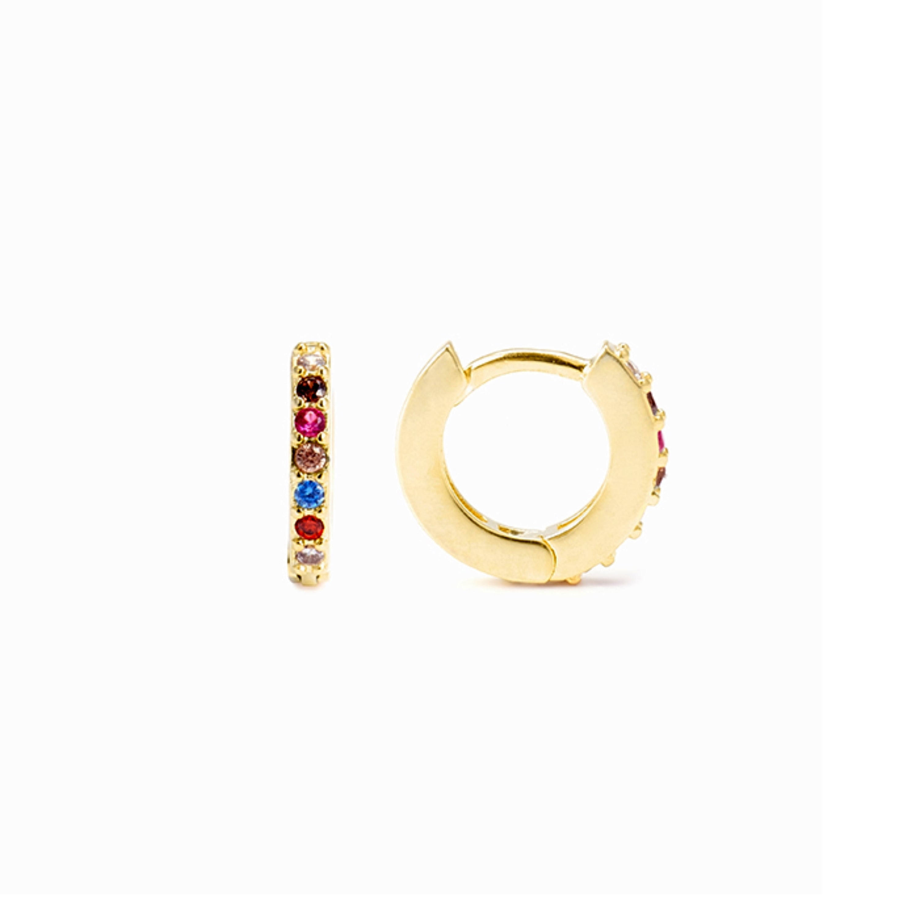 925 Sterling Silver Earrings with Multicolor Zirconia Finished in 18K Yellow Gold - Leofcar