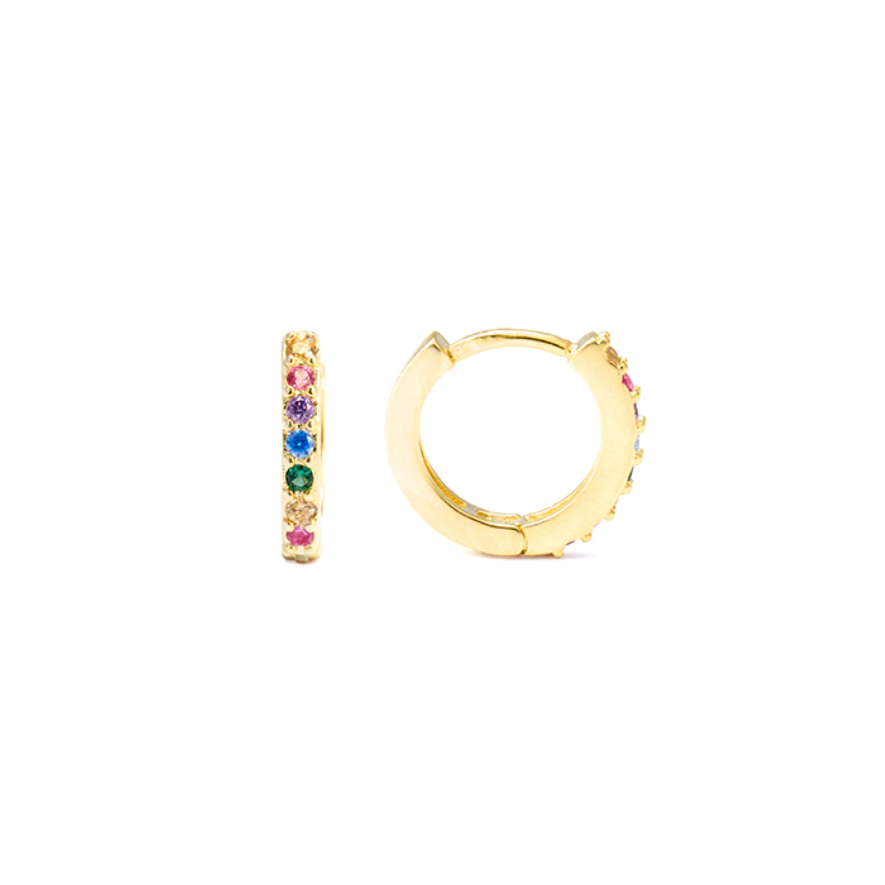 Pendientes de Plata de Ley 925 con Circonita Multicolor acabados en oro amarillo 18K - Leofcar