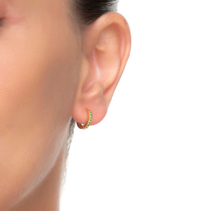 Pendientes de Plata de Ley 925 con Circonita Esmeralda acabados en oro amarillo 18K - Leofcar