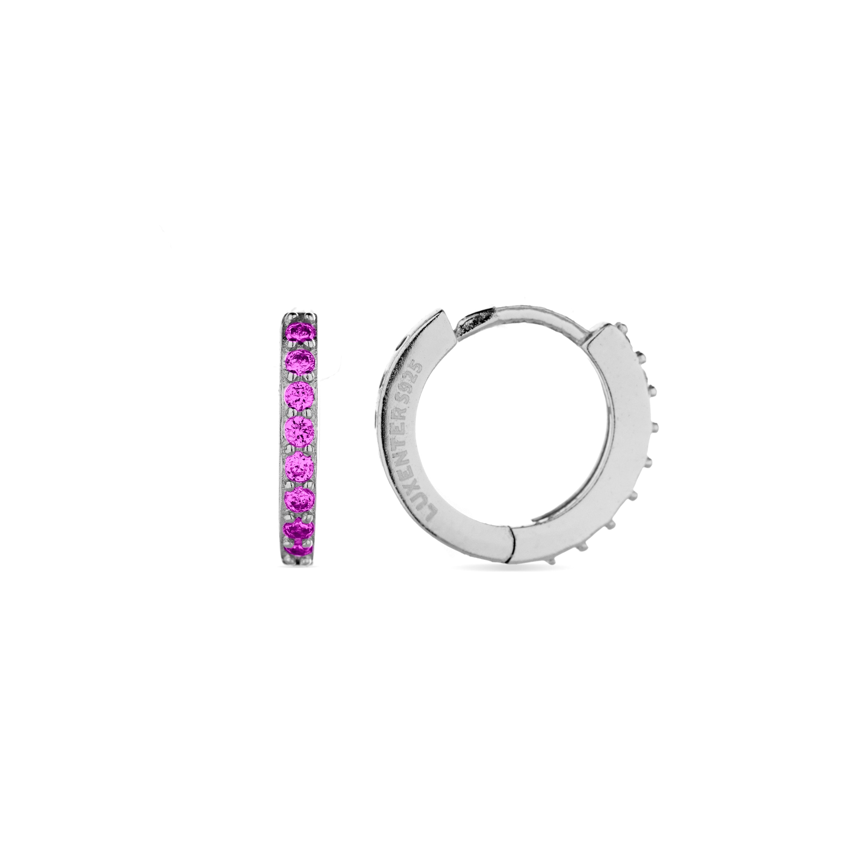 925 Sterling Silver Earrings with Ruby Zirconia and Rhodium Finish - Valarys
