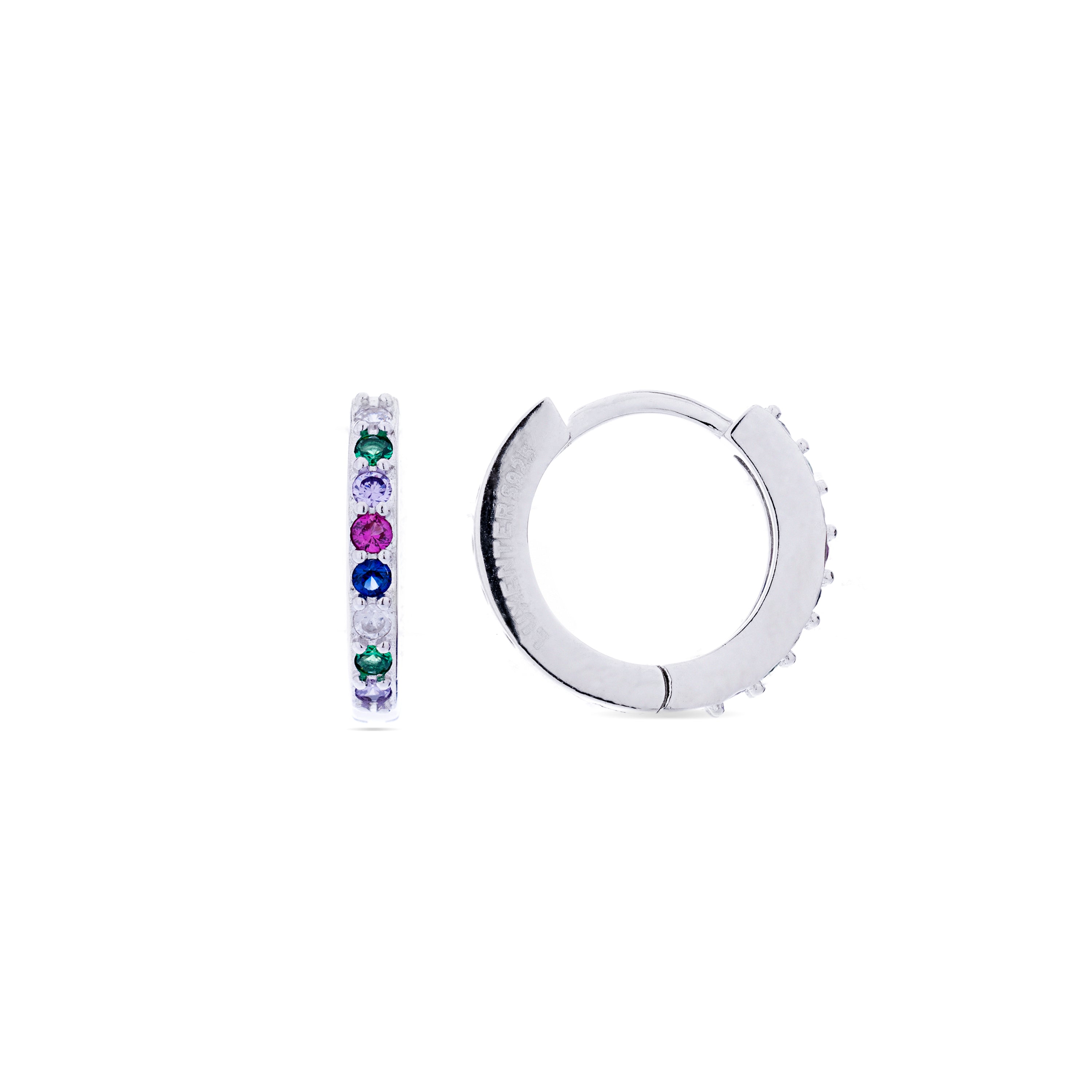 925 Sterling Silver Earrings with Multicolor Zirconia, Rhodium Finish - Valarys