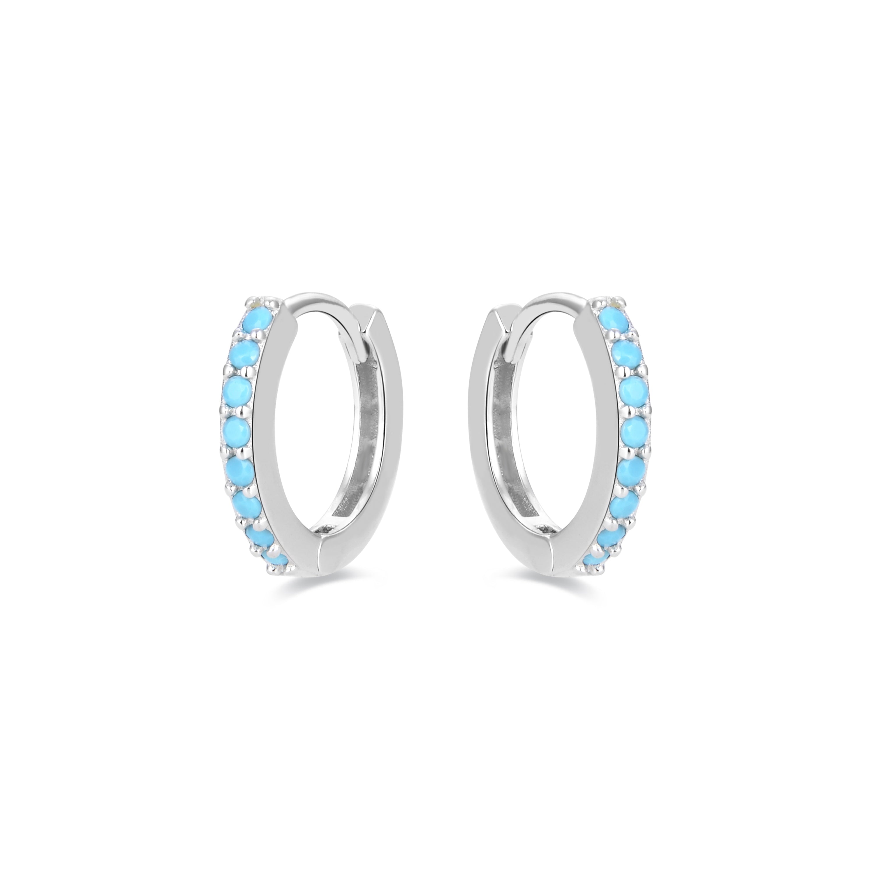 925 Sterling Silver Earrings with Turquoise and Rhodium Finish - Valarys