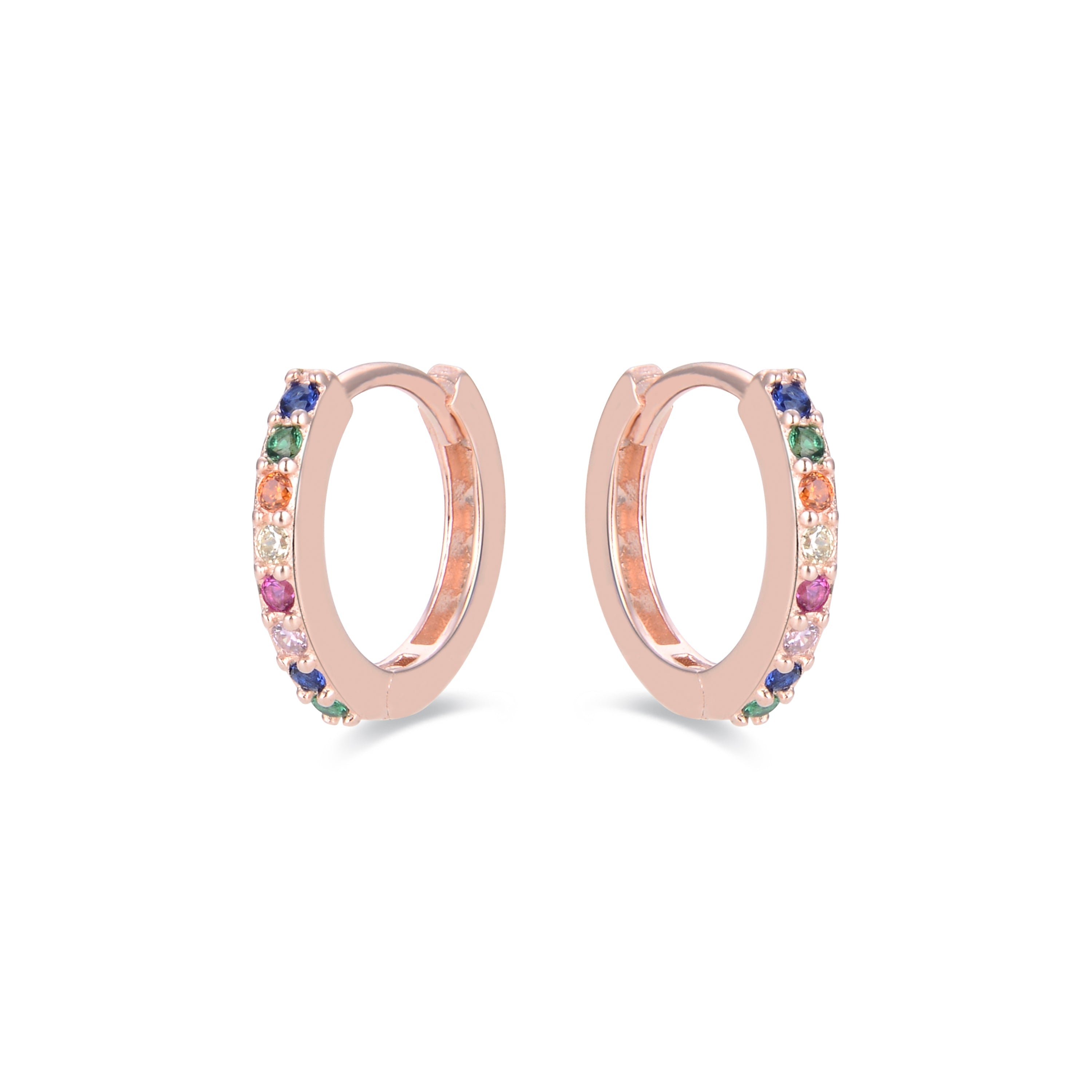925 Sterling Silver Earrings with Multicolor Zirconia Finished in 18K Rose Gold - Valarys