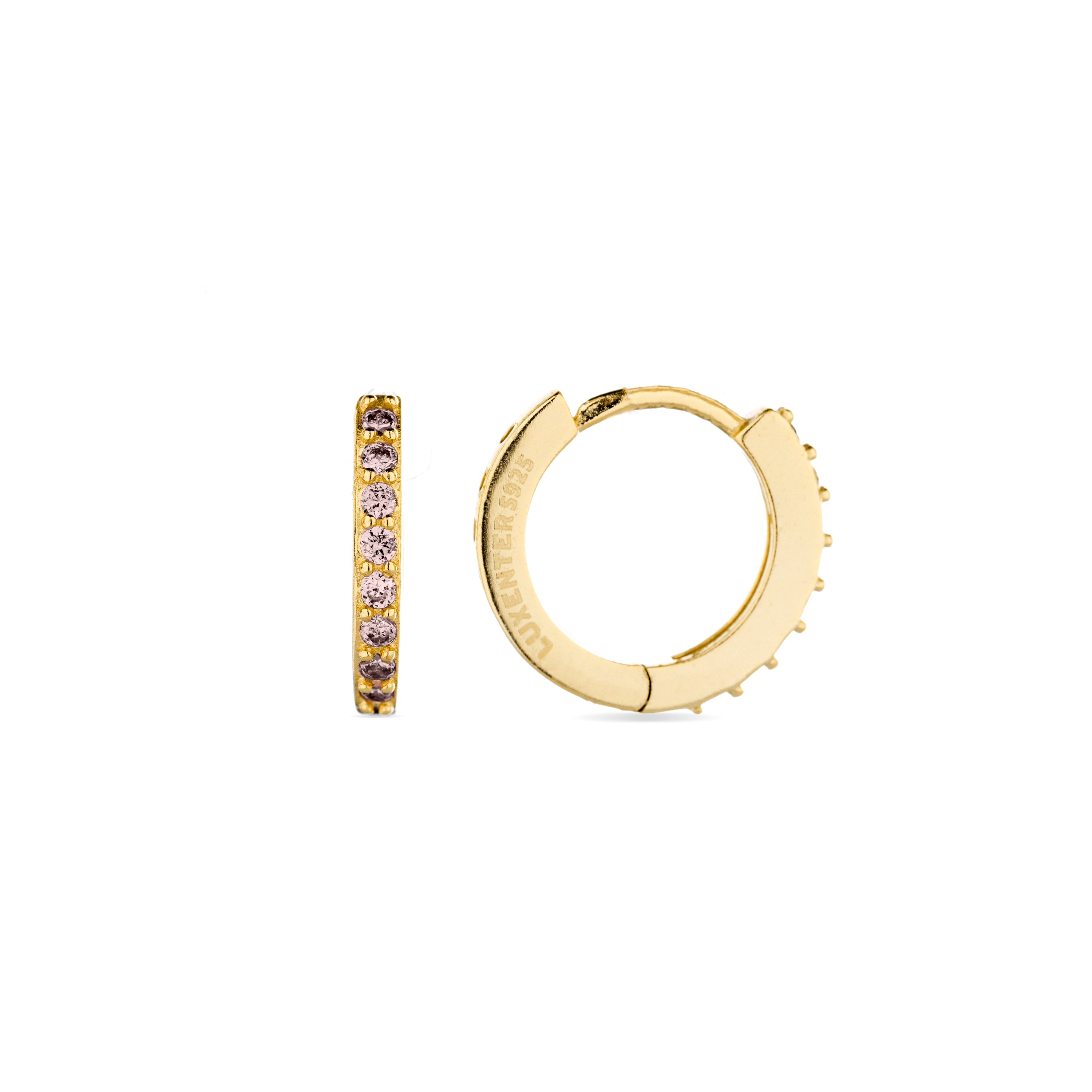 925 Sterling Silver Earrings with Brown Zirconia Finished in 18K Yellow Gold - Valarys
