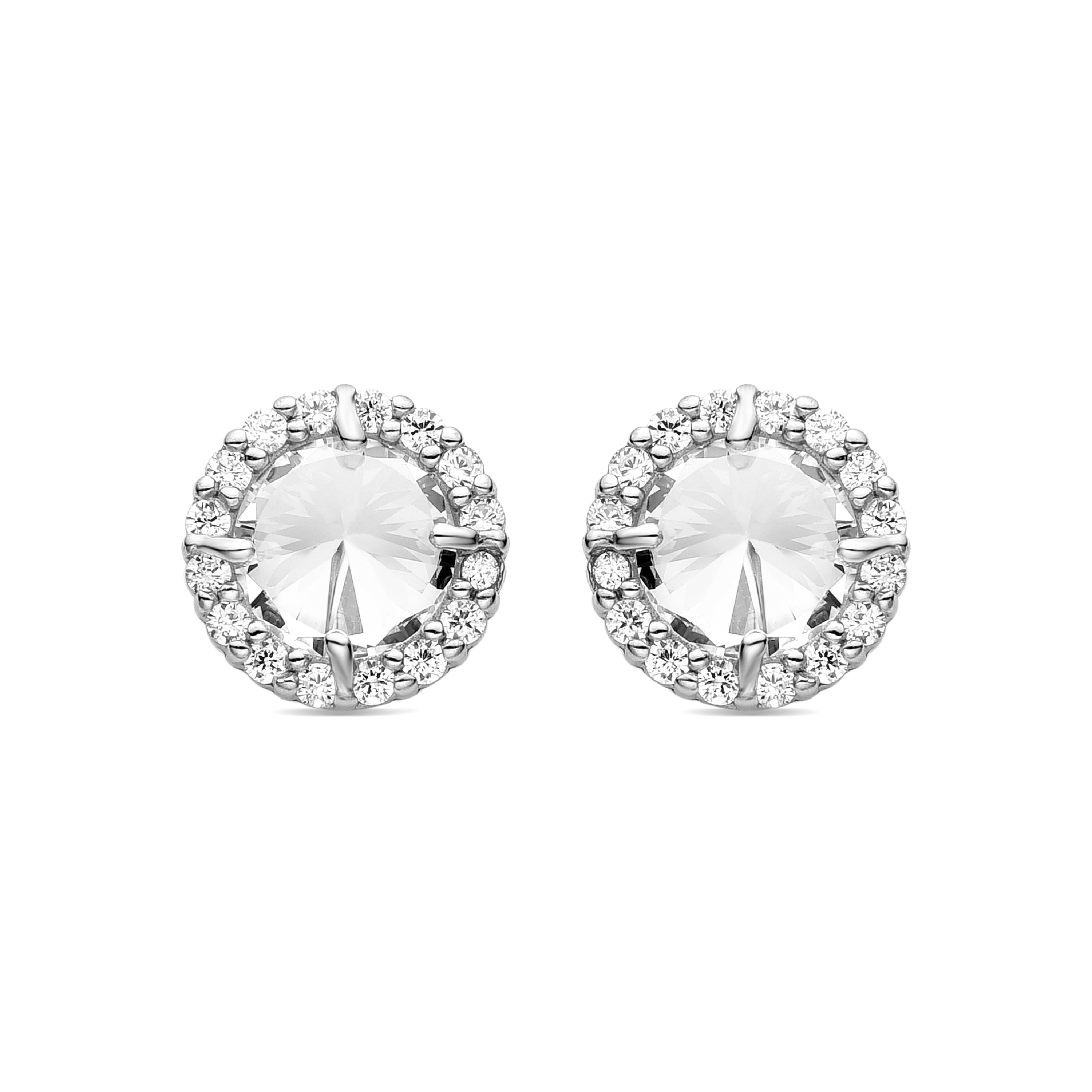 925 Sterling Silver Earrings with Rhodium-Plated Brilliant Zirconia - Agkon