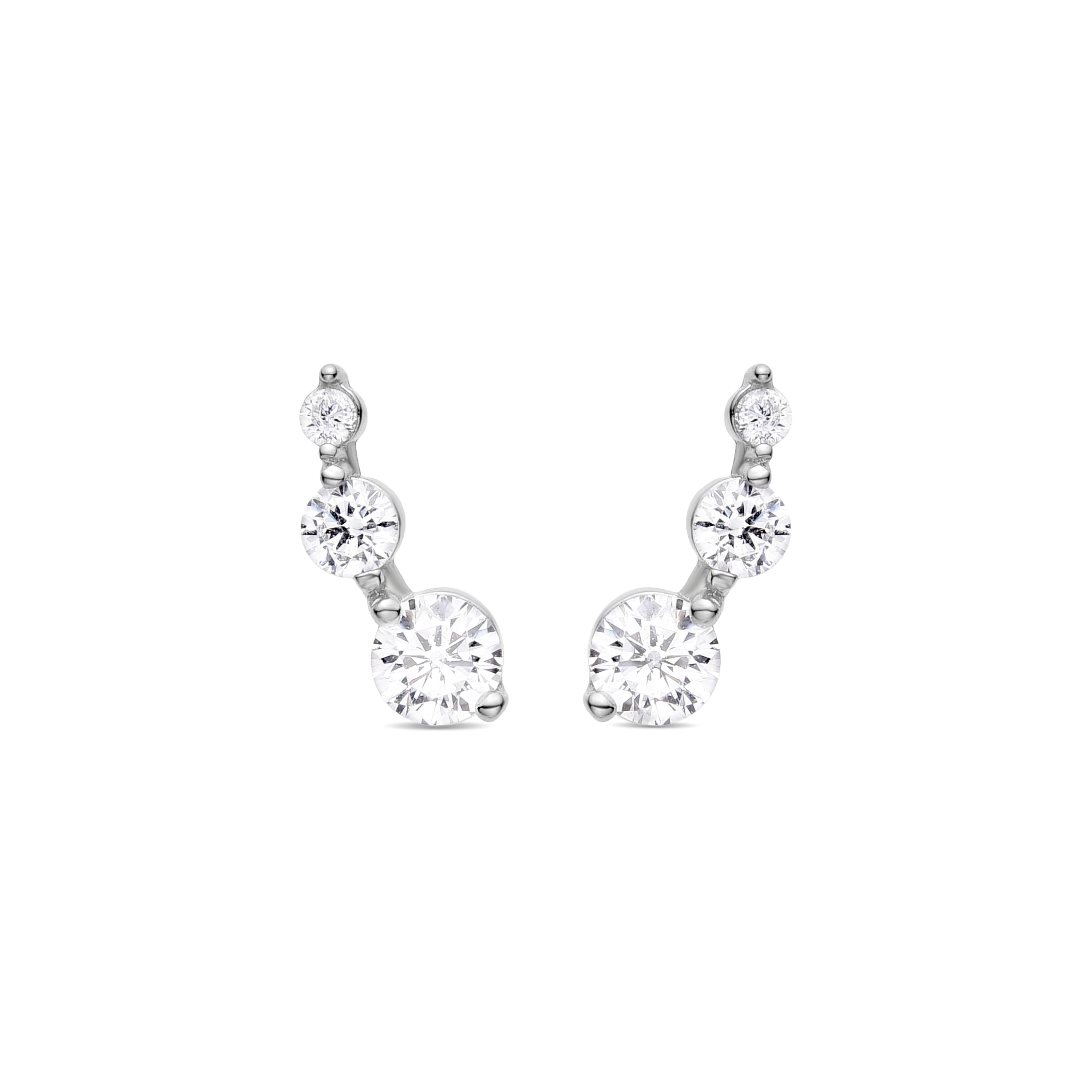 925 Sterling Silver Earrings with Rhodium-Plated Brilliant Zirconia - Lyar