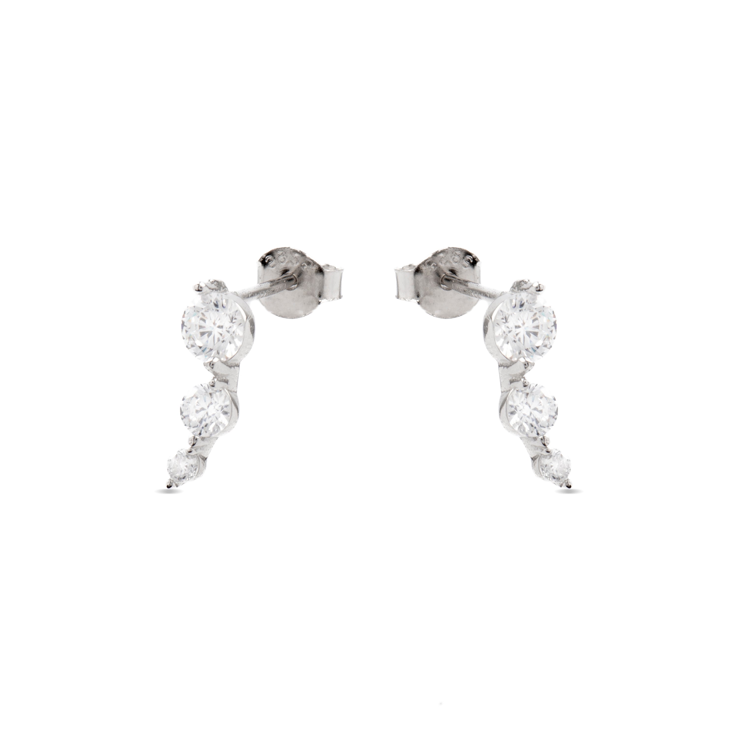 925 Sterling Silver Earrings with Rhodium-Plated Brilliant Zirconia - Lyar