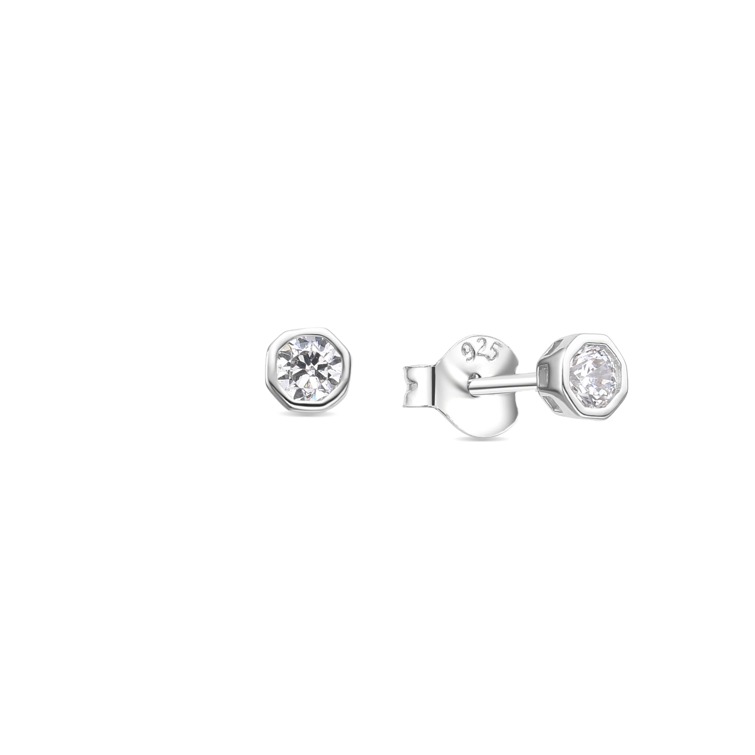 925 Sterling Silver Earrings with Rhodium-Plated Brilliant Zirconia - Addaf