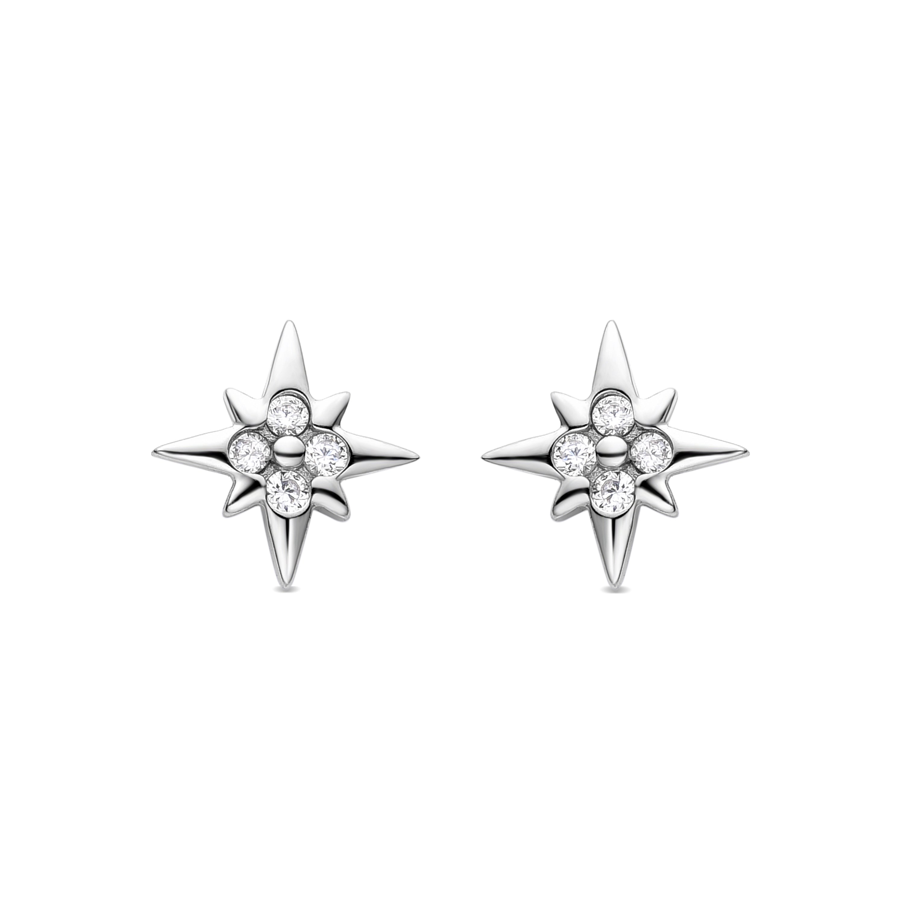 925 Sterling Silver Earrings with Rhodium-Plated Brilliant Zirconia - Meh
