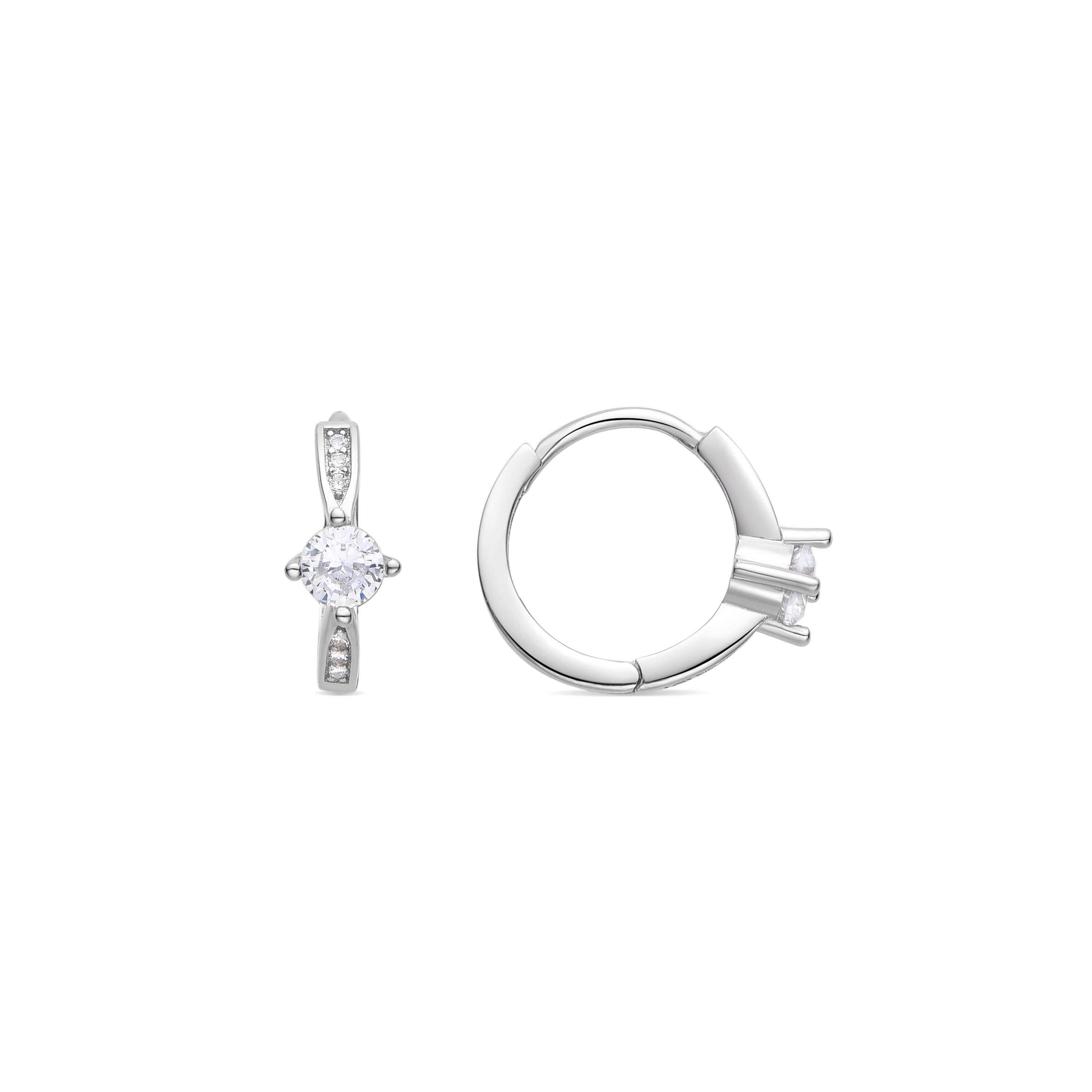 925 Sterling Silver Earrings with Rhodium-Plated Brilliant Zirconia - Ittu
