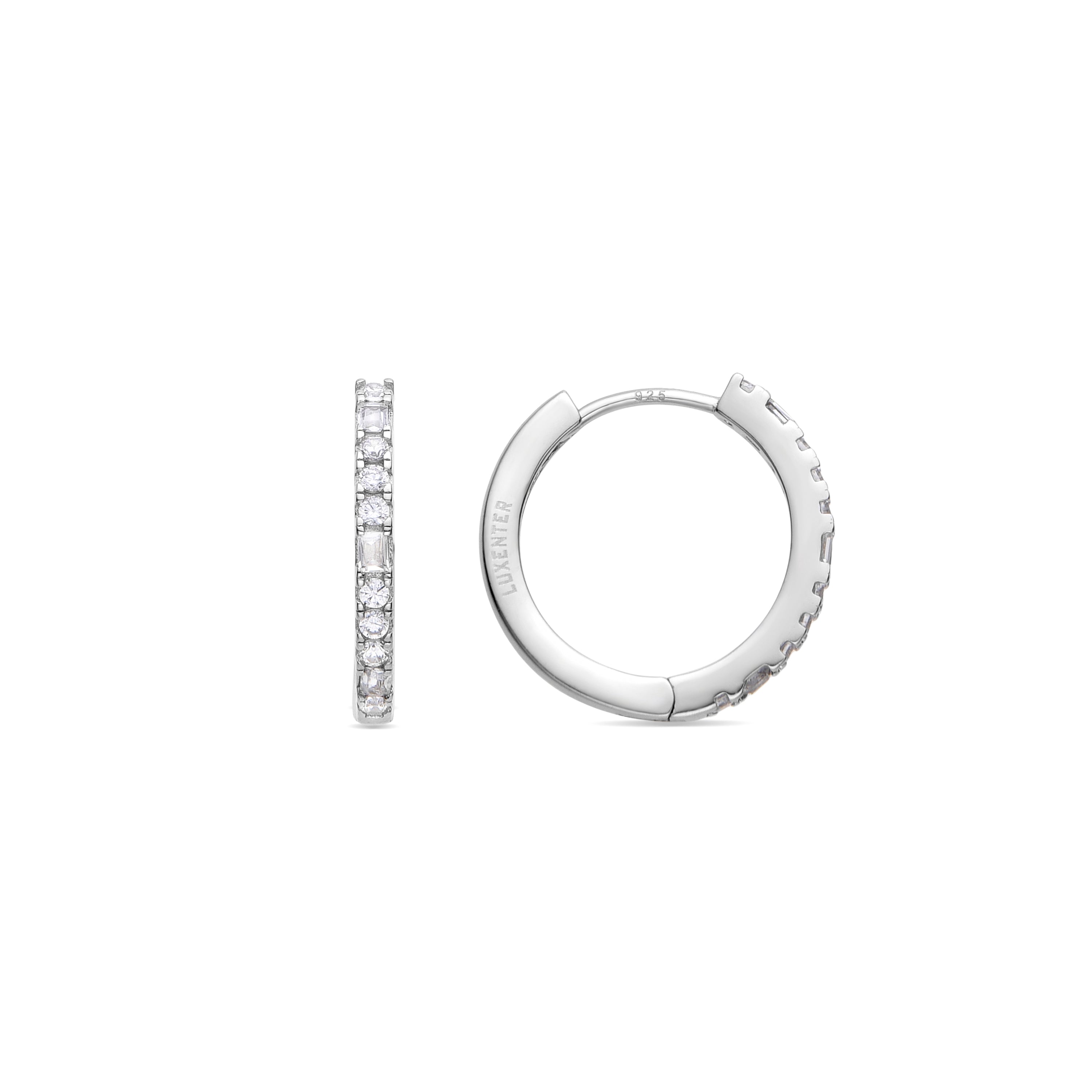 925 Sterling Silver Earrings with Rhodium-Plated Brilliant Zirconia - Lujae