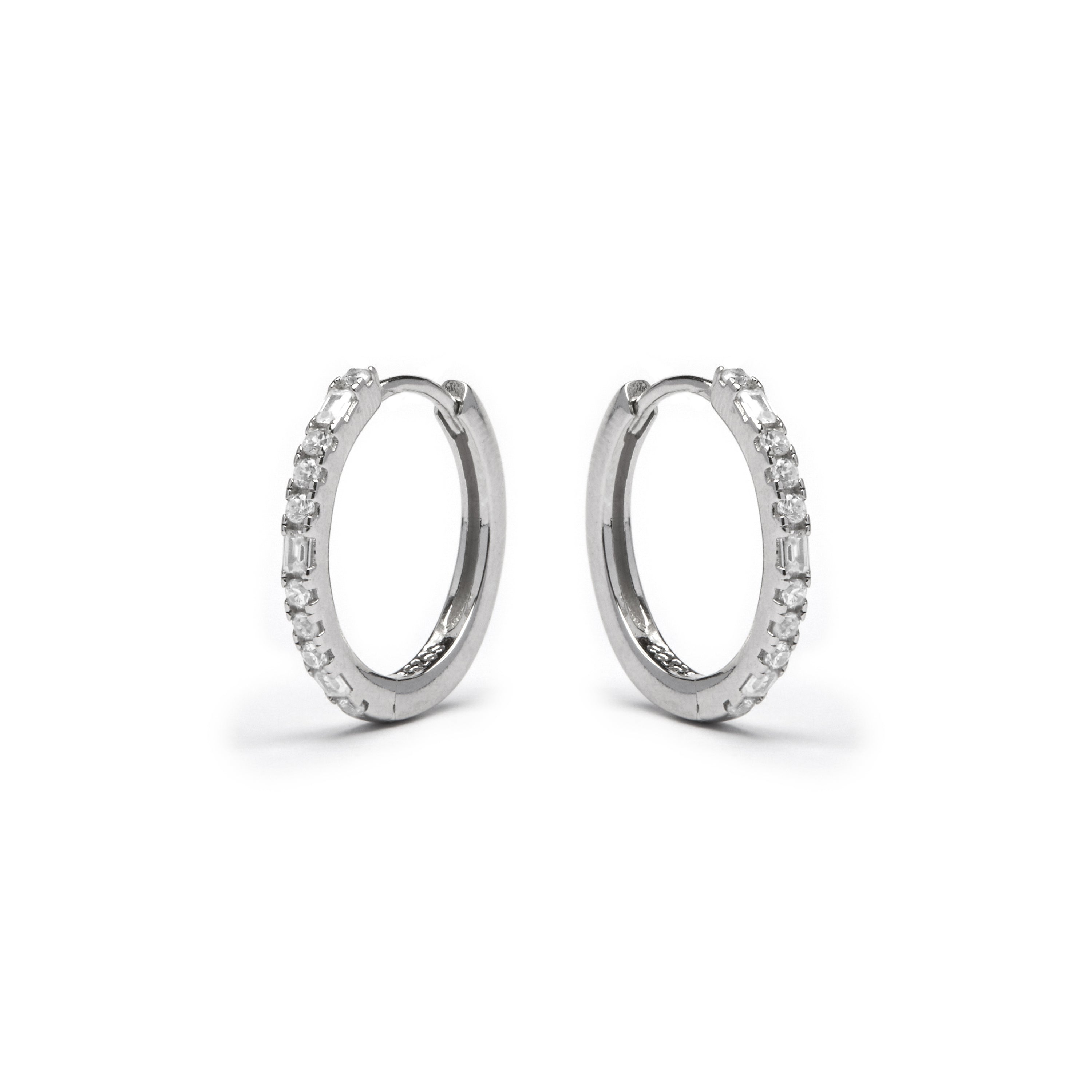 925 Sterling Silver Earrings with Rhodium-Plated Brilliant Zirconia - Lujae