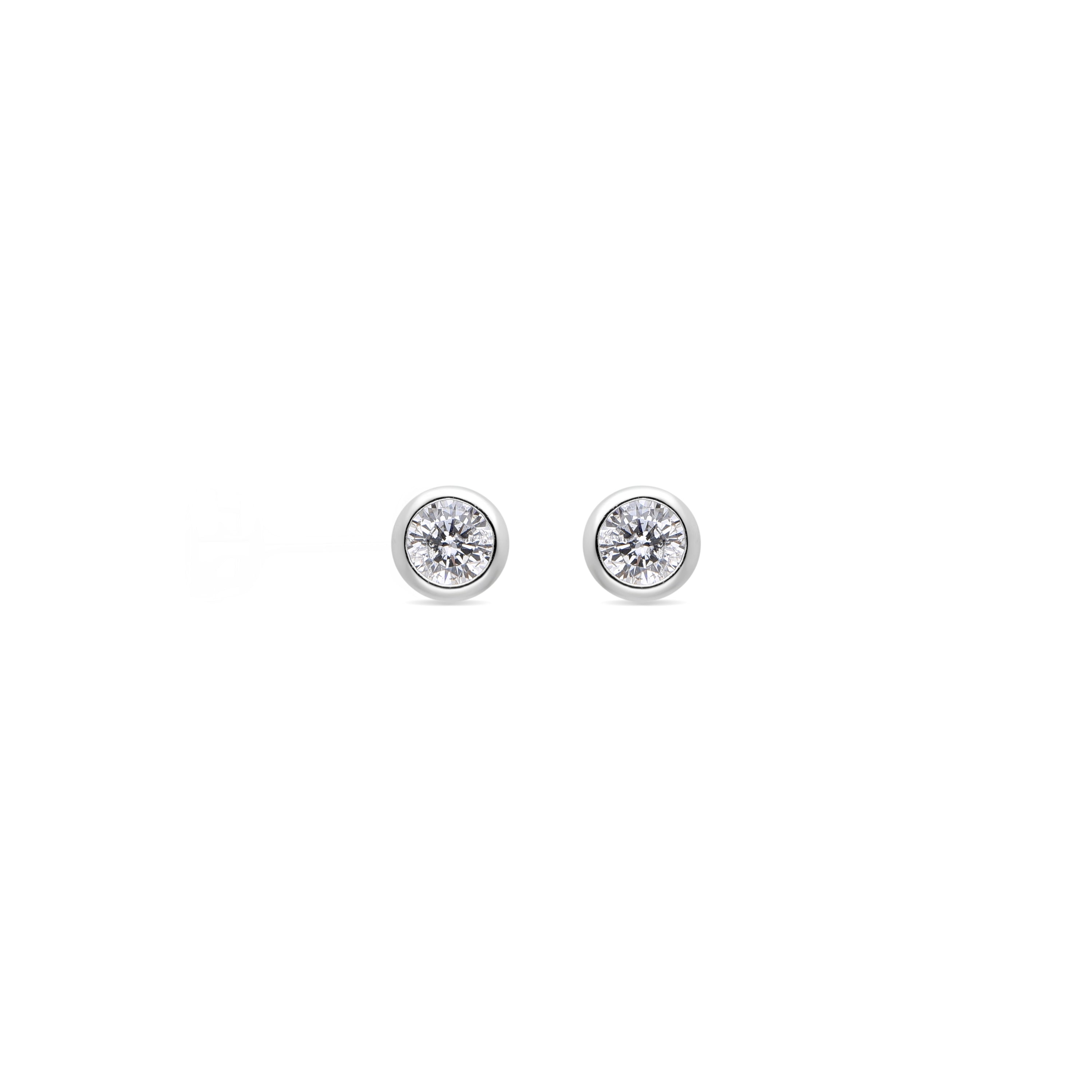 925 Sterling Silver Earrings with Sparkling Zirconia, Rhodium Finish - Redder
