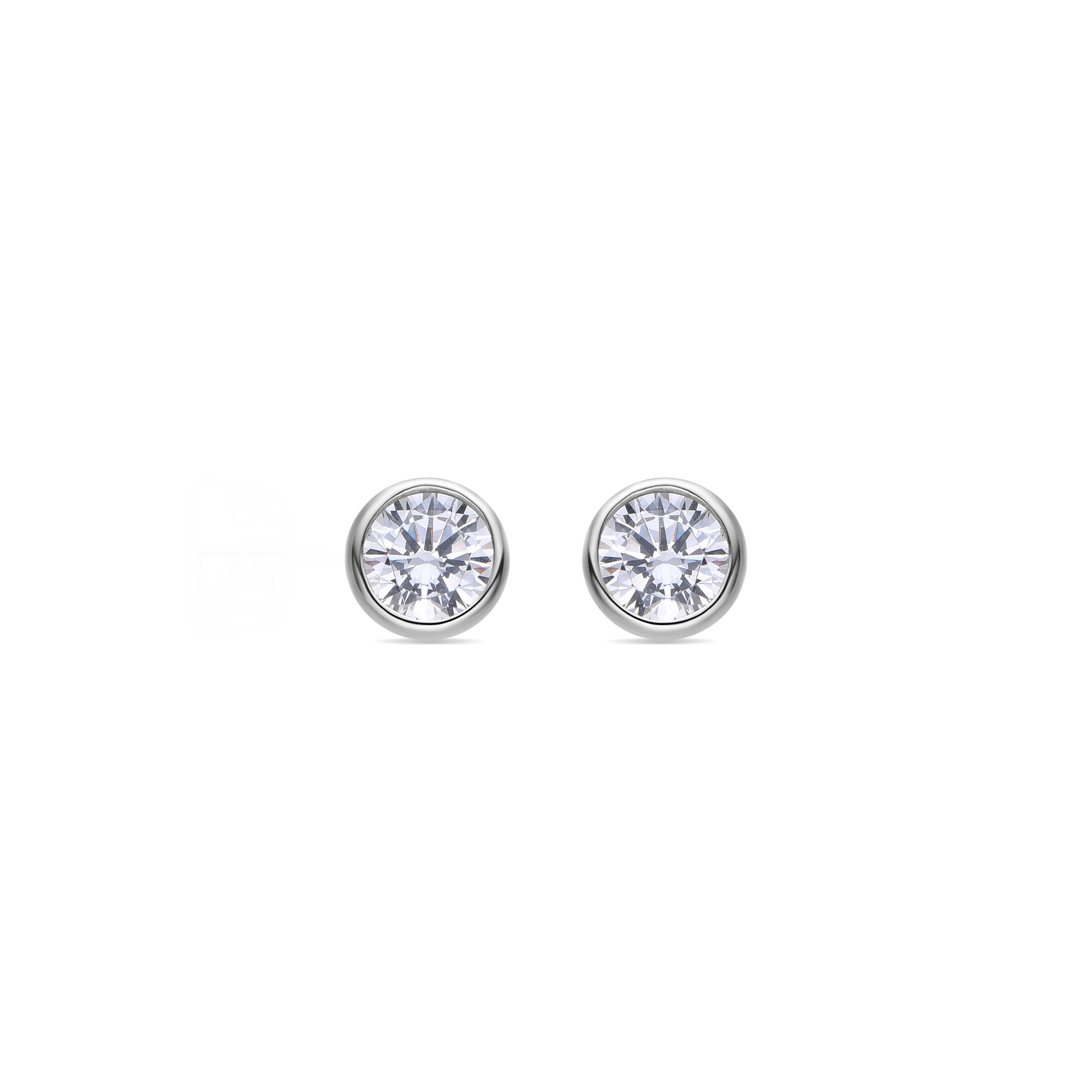 925 Sterling Silver Earrings with Sparkling Zirconia, Rhodium Finish - Redder