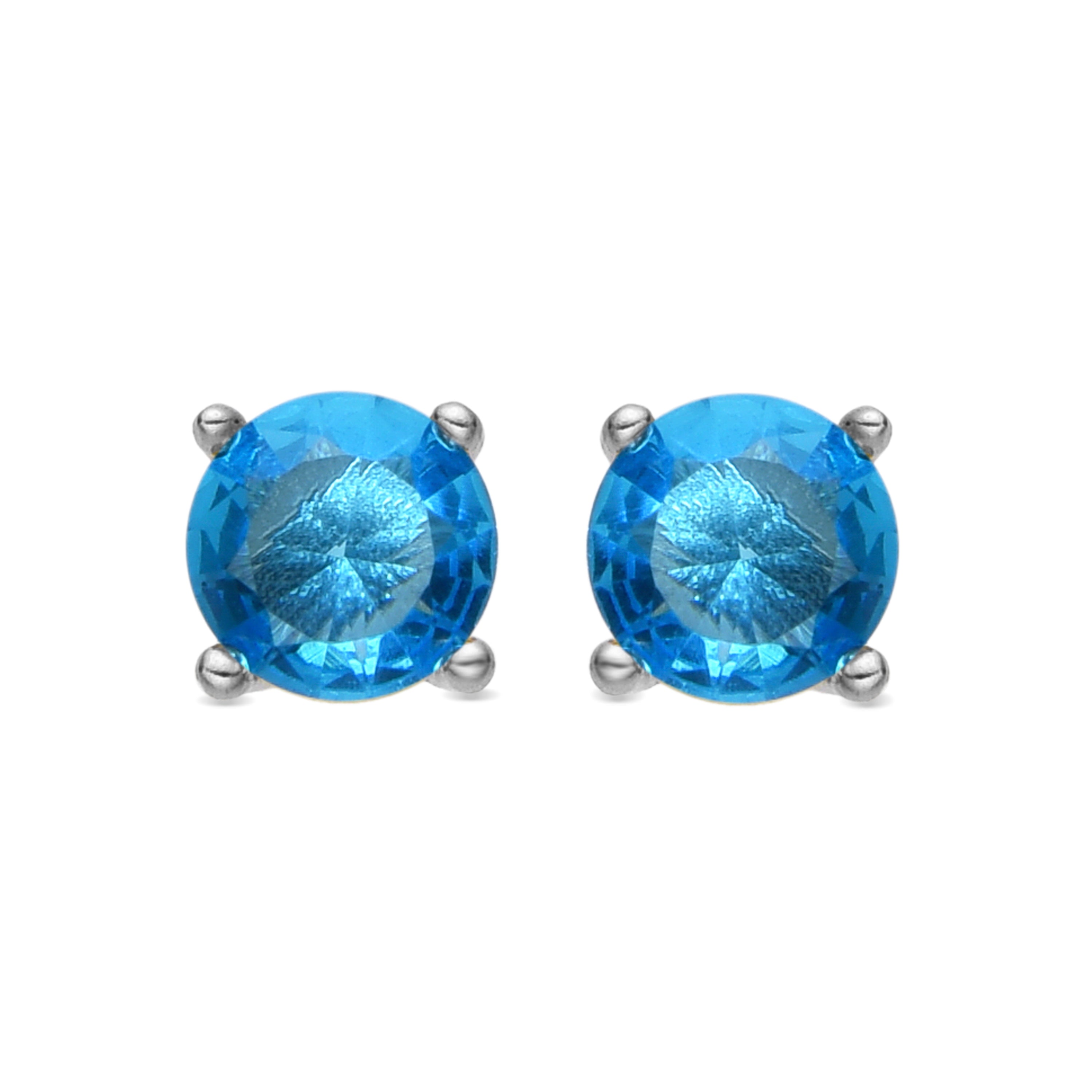 Pendientes de Plata de Ley 925 con Circonita Topacio Azul acabado Rodio - Iona