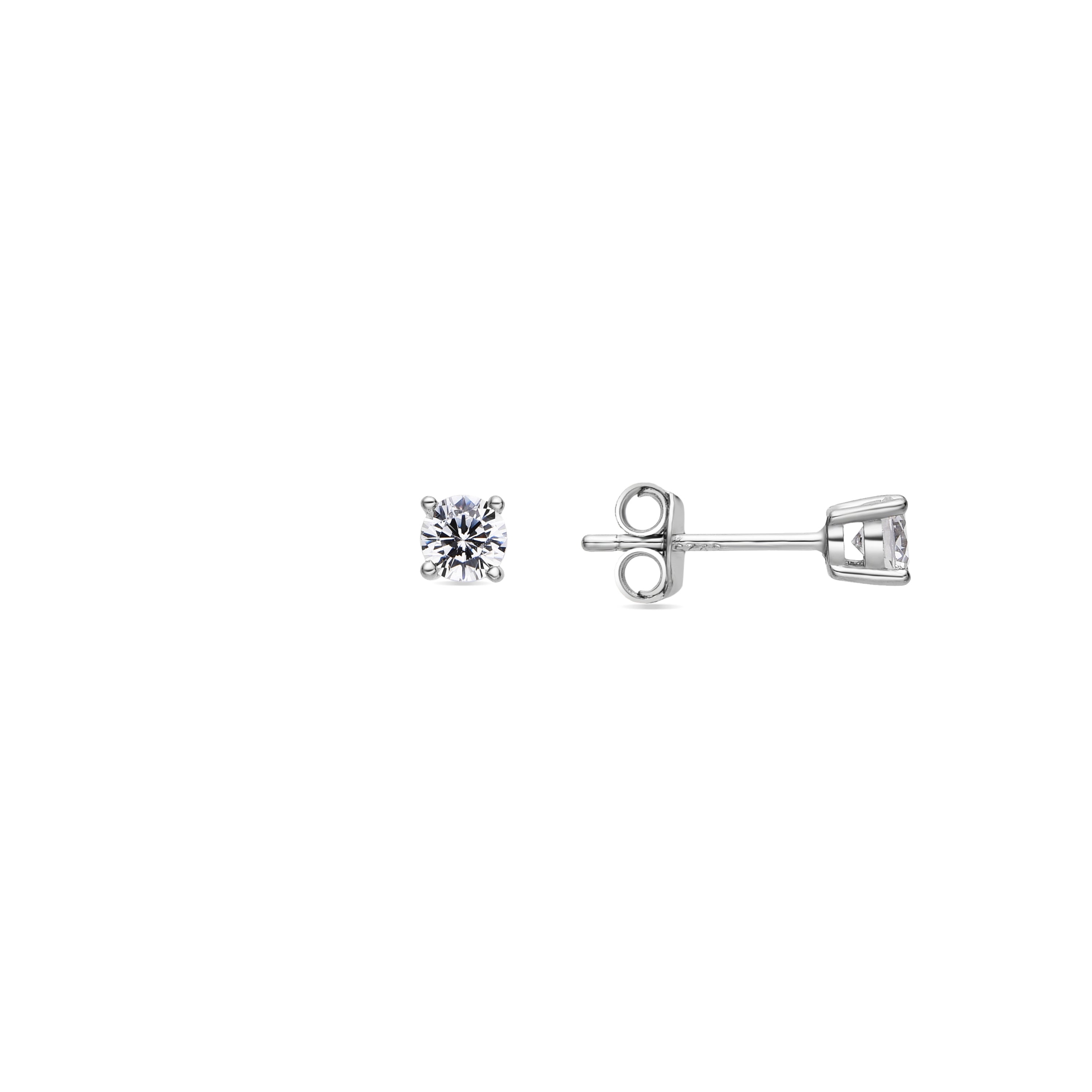 925 Sterling Silver Earrings with Shiny Zirconia, Rhodium Finish - Kyoro