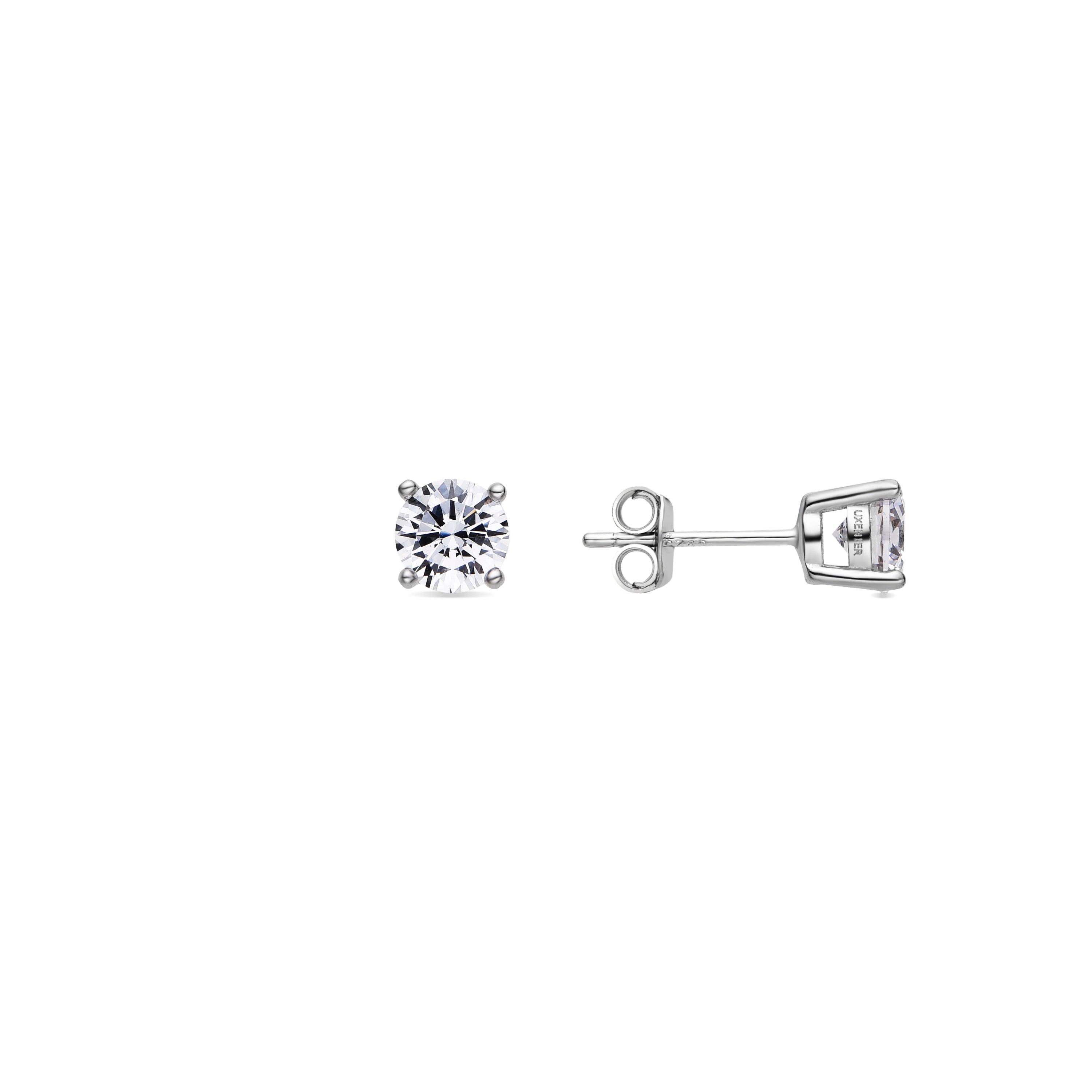 925 Sterling Silver Earrings with Shiny Zirconia, Rhodium Finish - Kyoro