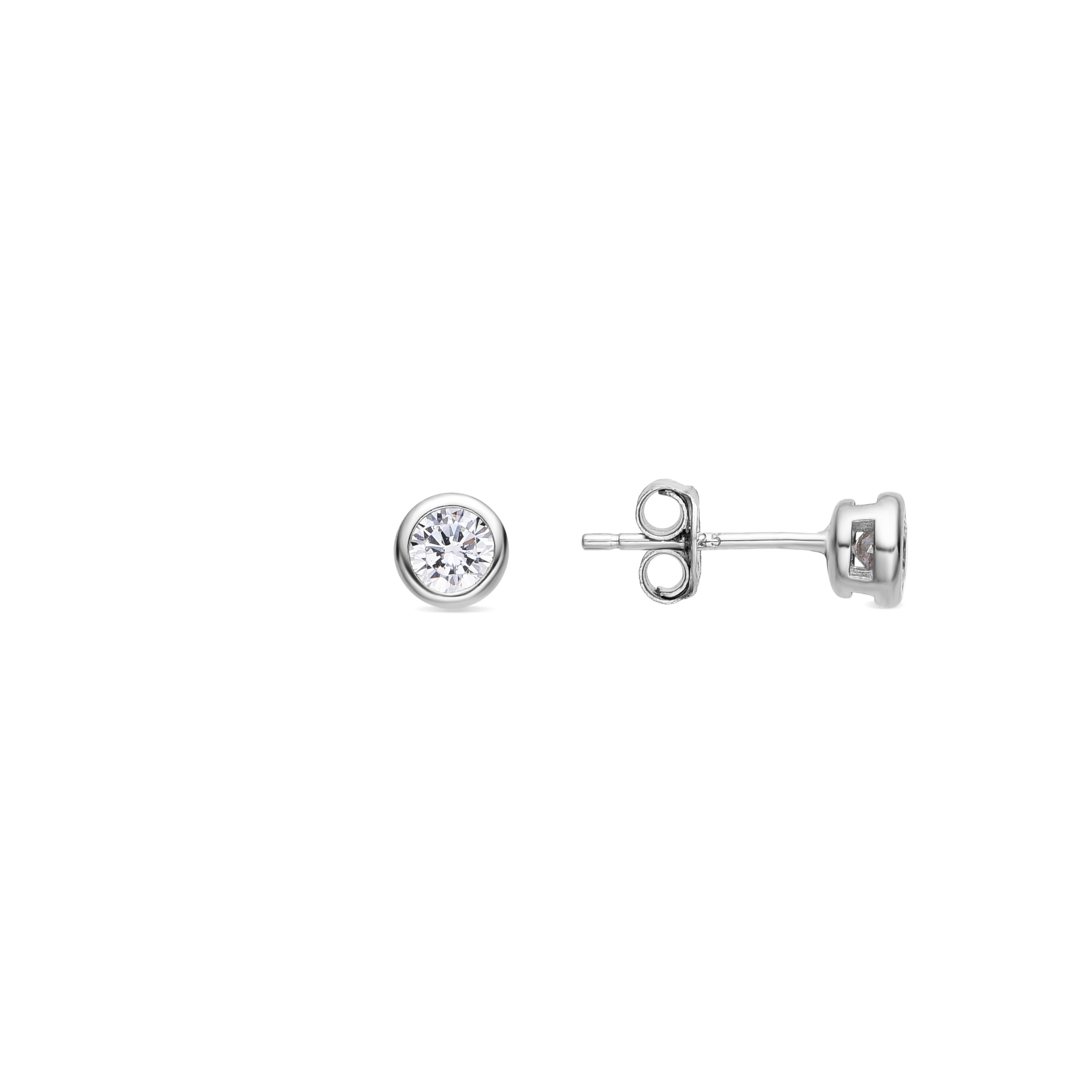 925 Sterling Silver Earrings with Brilliant Zirconia, Rhodium Finish - Basili
